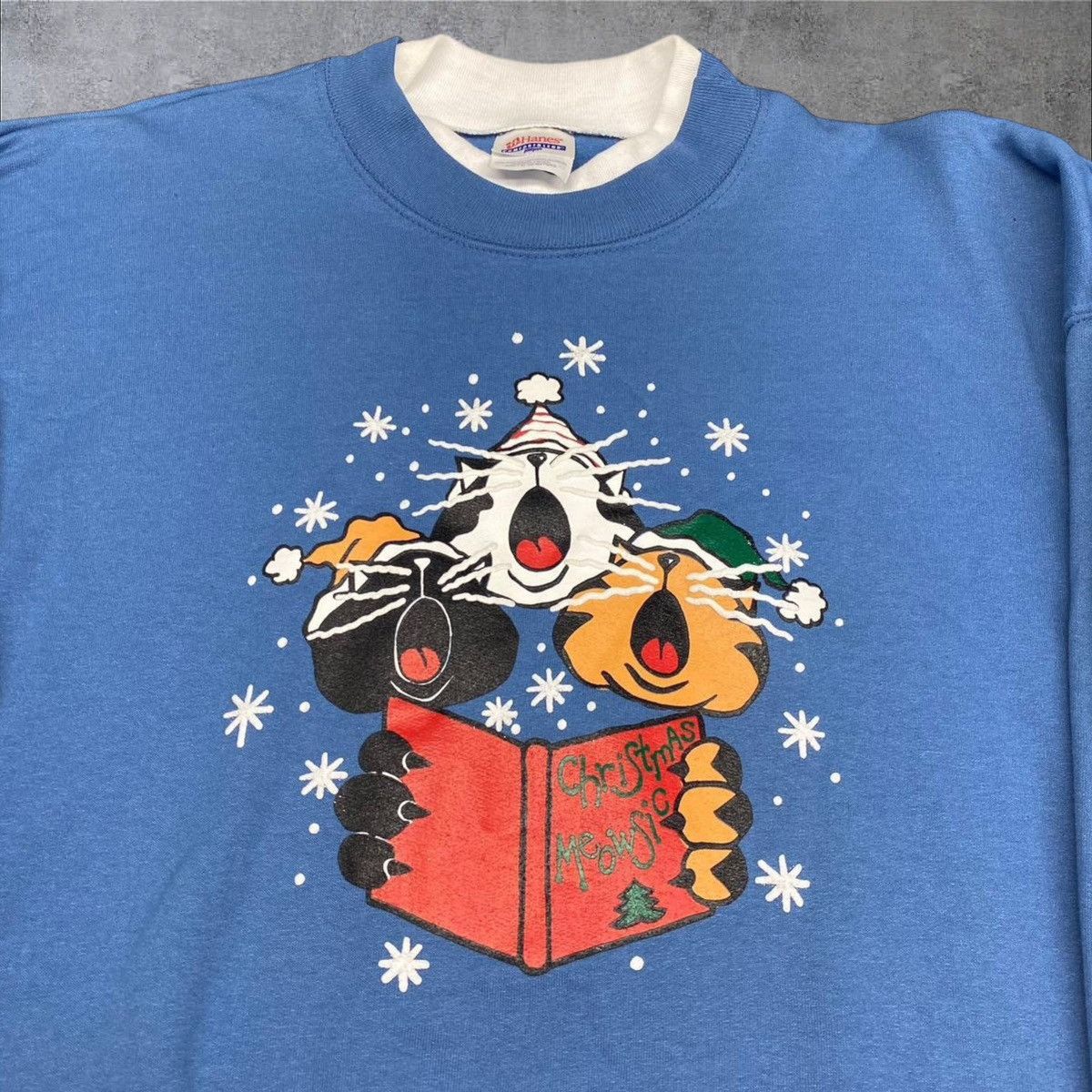 Vintage 90s Vintage Cats Christmas Sweatshirt Size US XL / EU 56 / 4 - 2 Thumbnail