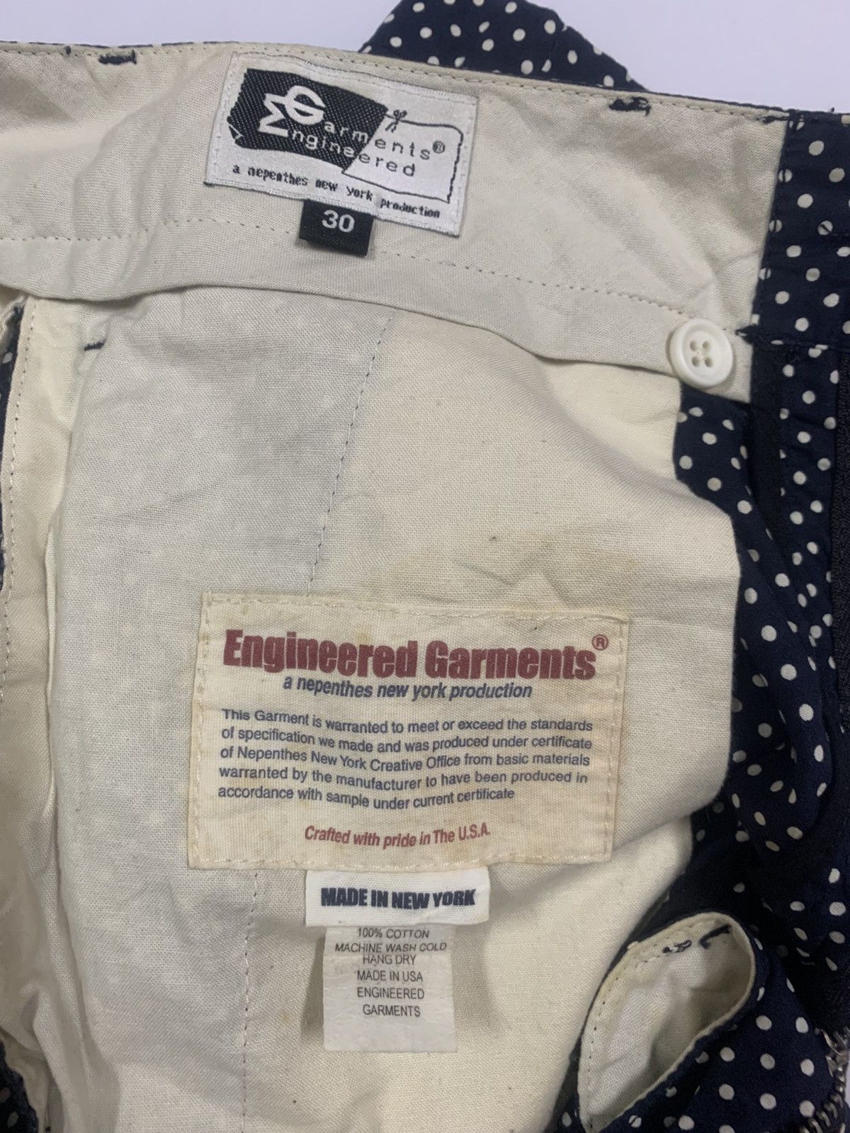 Engineered Garments Polka Dot Buckleback Navy Short Pants Size US 30 / EU 46 - 9 Thumbnail