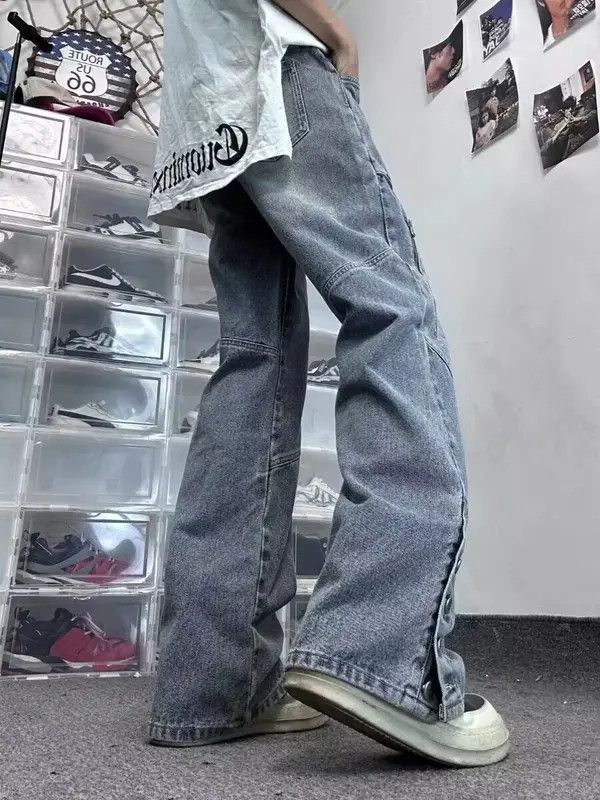 VIBE Vintage washed distressed zipper rivet rare jeans Size US 34 / EU 50 - 3 Thumbnail