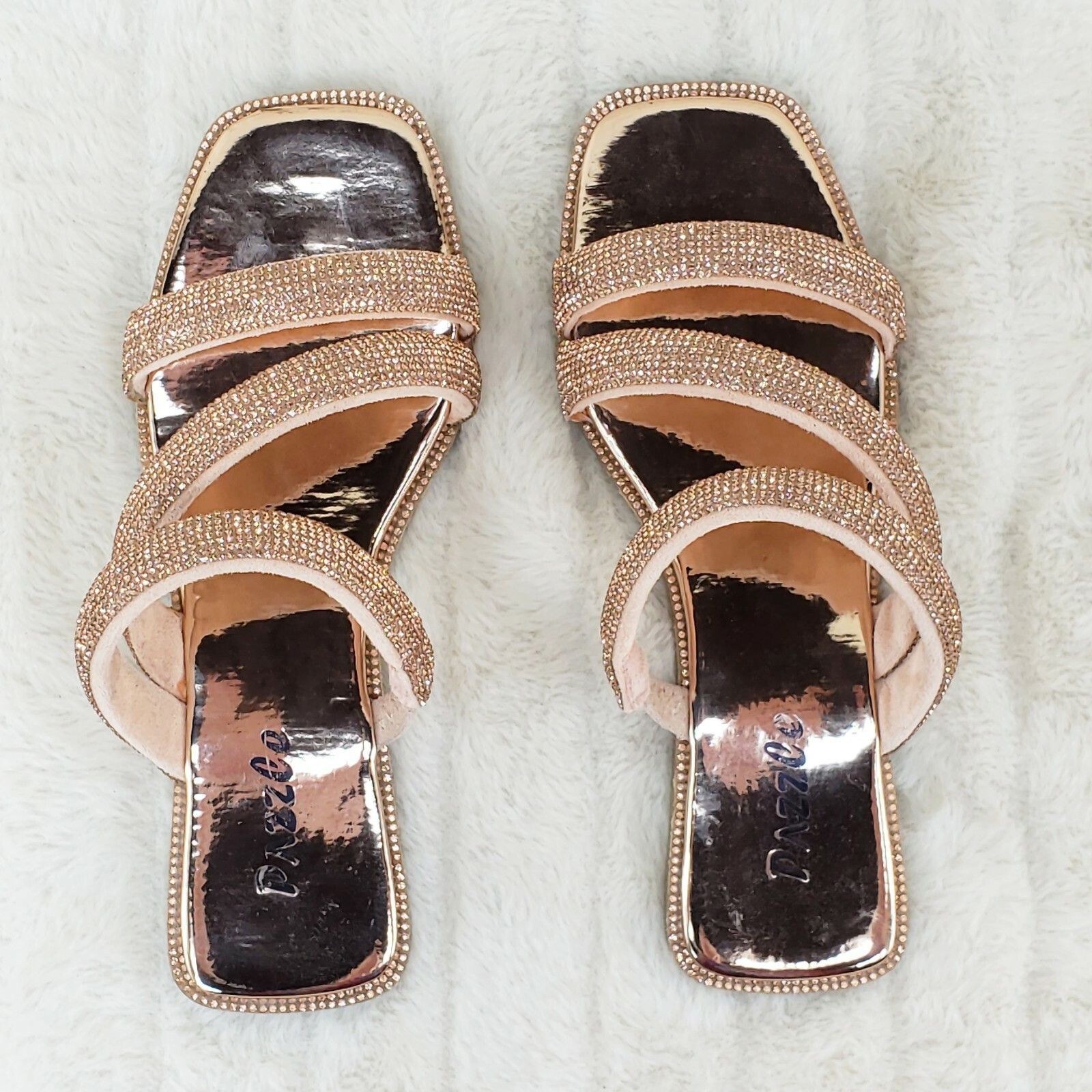 Other Sparkle Triple Padded Strap Slip On Rose Gold Rhinestone San Size US 8.5 / IT 38.5 - 3 Thumbnail