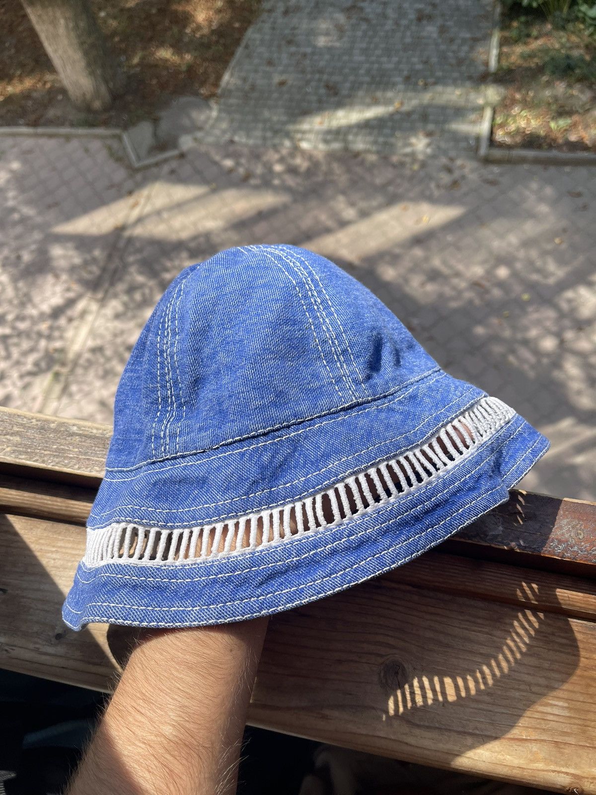 Vintage Vintage 90s bucket hat blue jean Size ONE SIZE - 2 Thumbnail