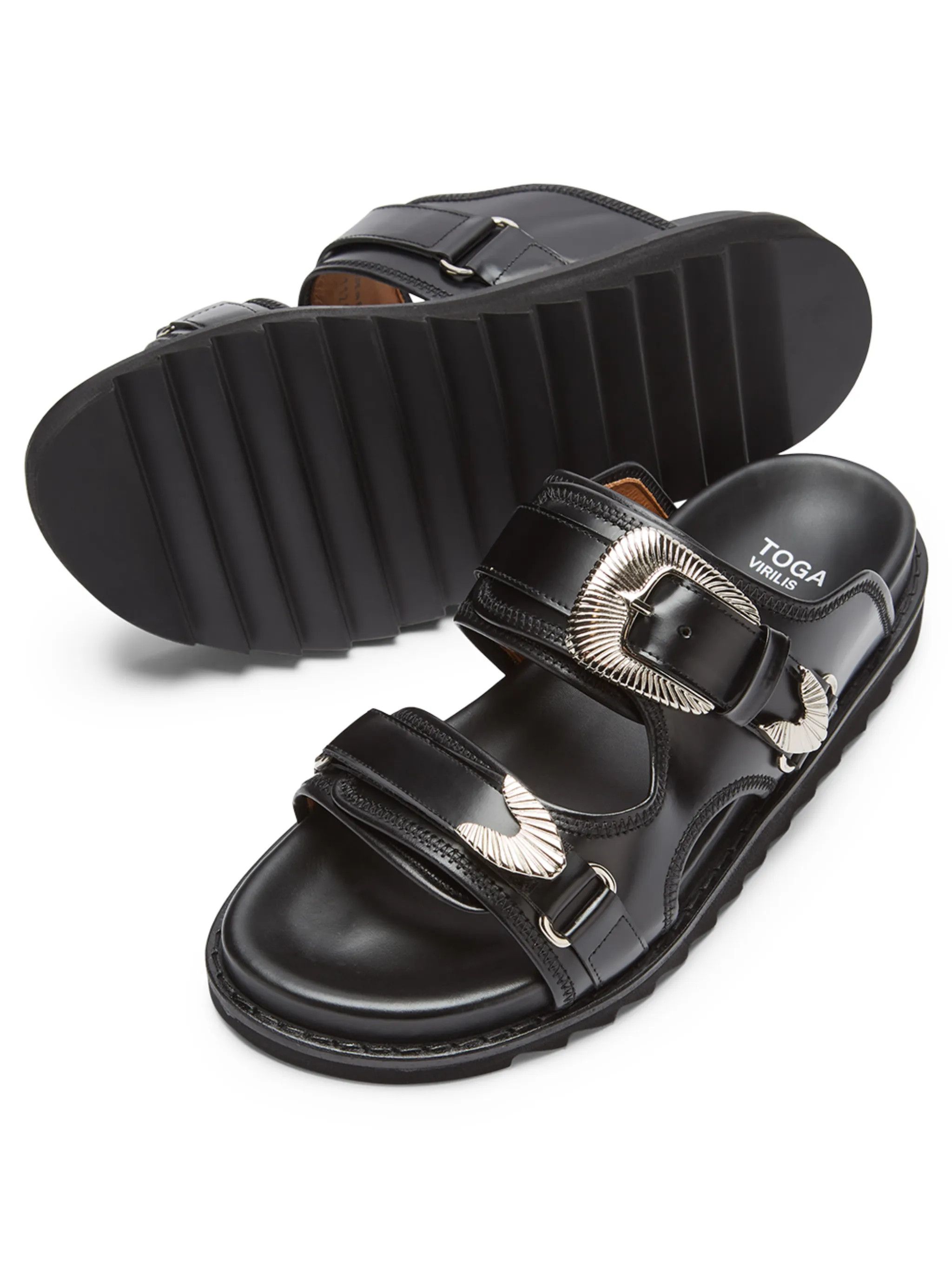 TOGA VIRILIS o1tko11025 Buckle Sandals in Black/Silver Size US 10 / EU 43 - 4 Thumbnail