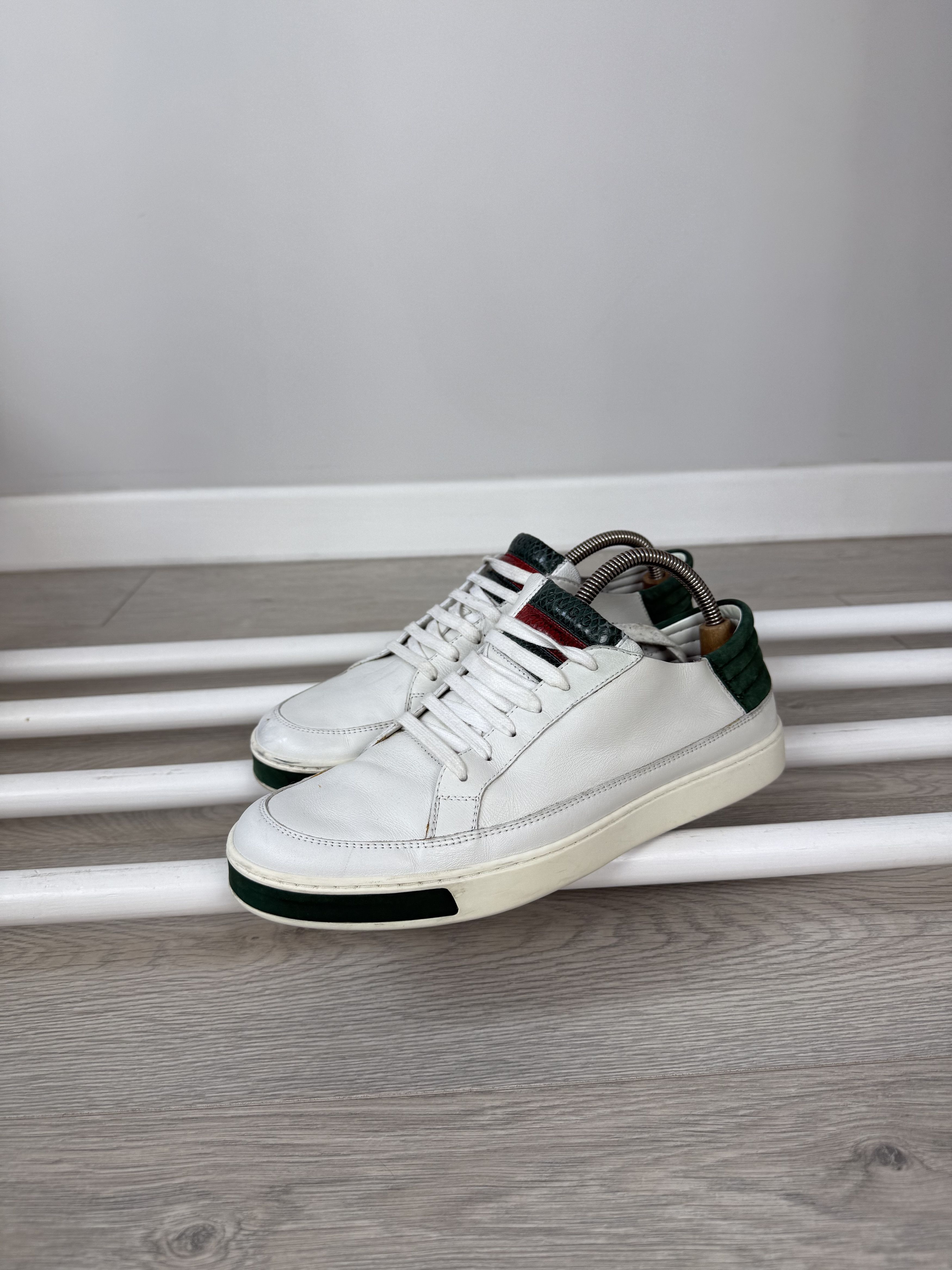 Gucci 368421 Mens White Leather Phyton Sneaker Trainer Shoes (Size 8.5)
