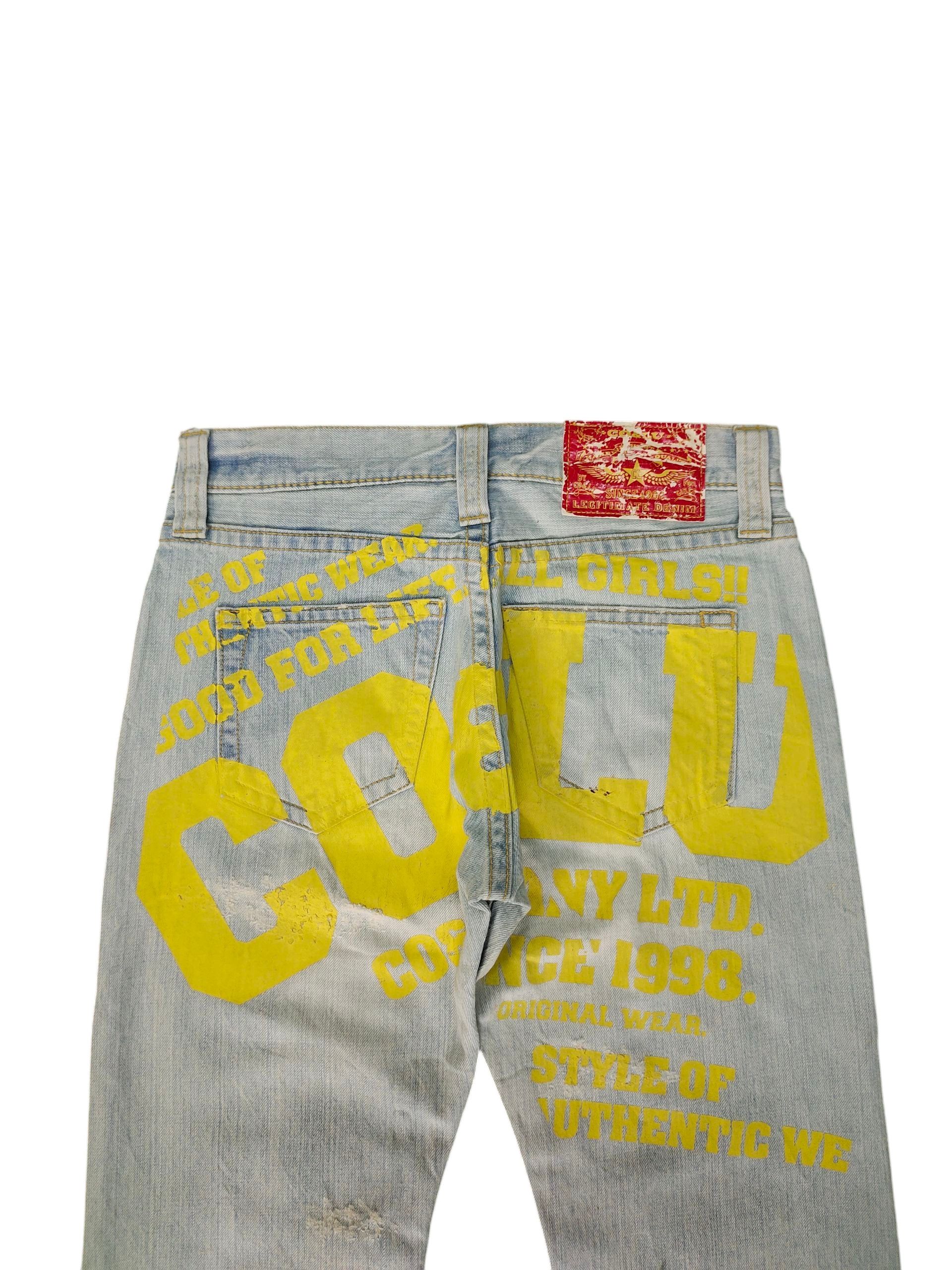 Hysteric Glamour × Undercover Japanese Brand CL Printed Distress Faded Denim Jeans Size US 31 - 3 Thumbnail