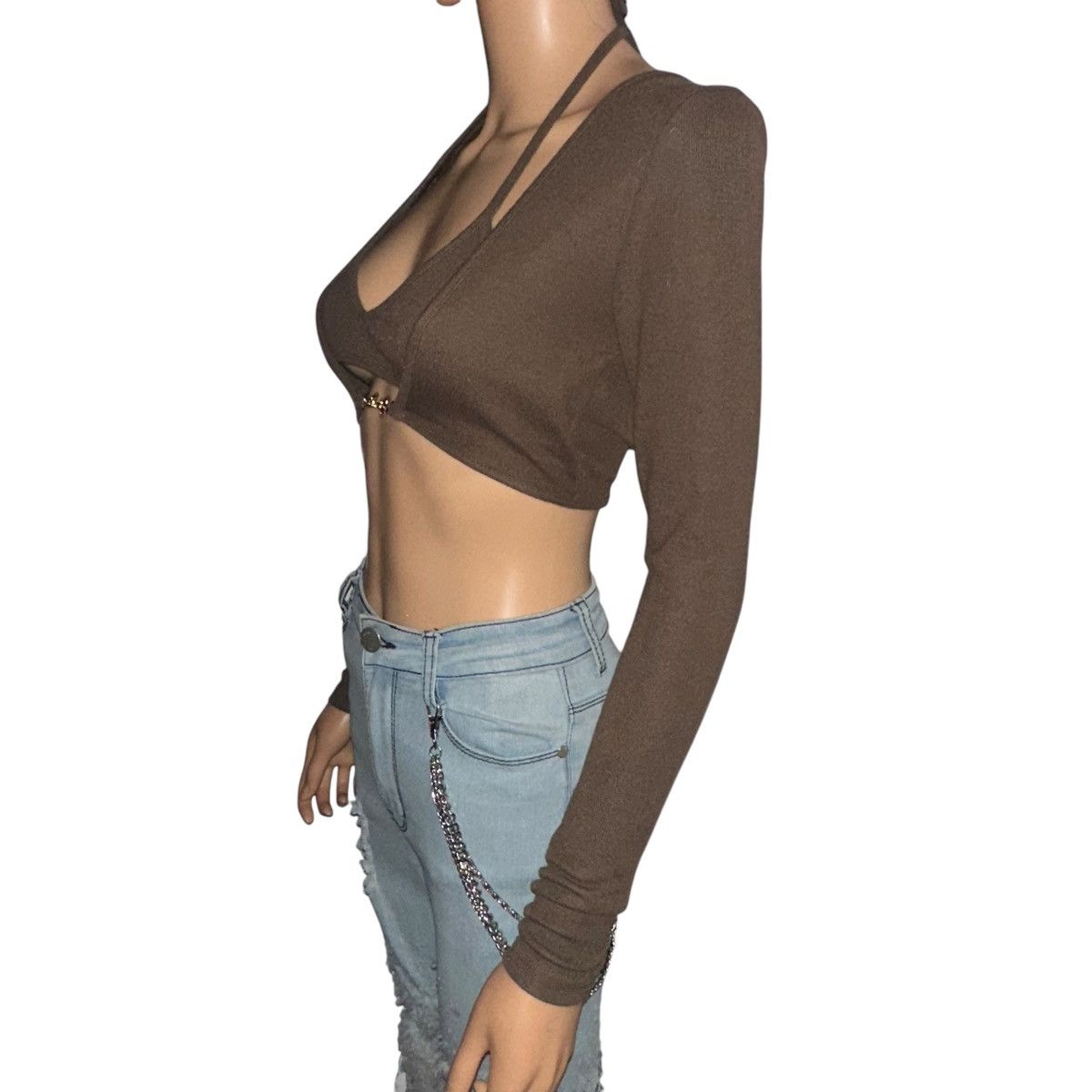 Other White Fox brown long sleeve crop top Size XS / US 0-2 / IT 36-38 - 3 Thumbnail