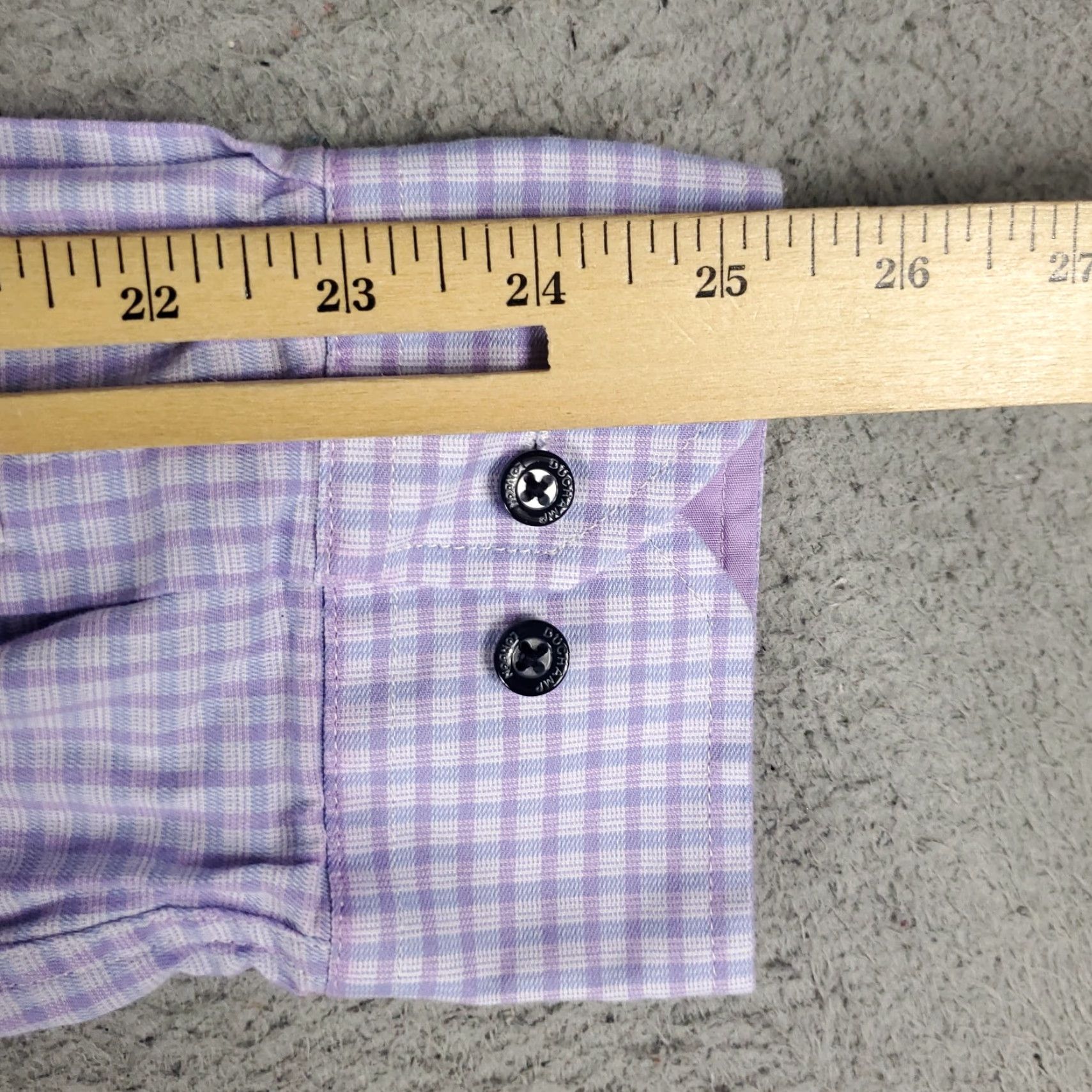 Vintage DUCHAMP Tailored Fit Dress Shirt Mens XL Long Sleeve Purple Check Classic Modern Size 46R - 6 Thumbnail