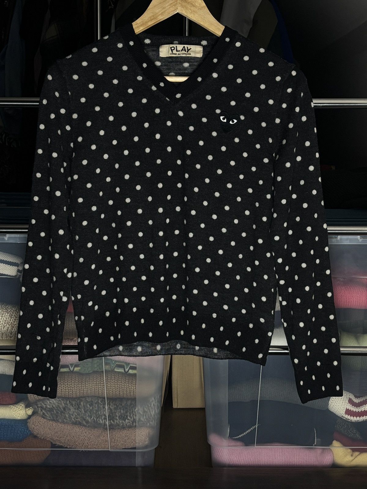 Comme Des Garcons Play Polka Dot Wool Sweater Vintage Rare