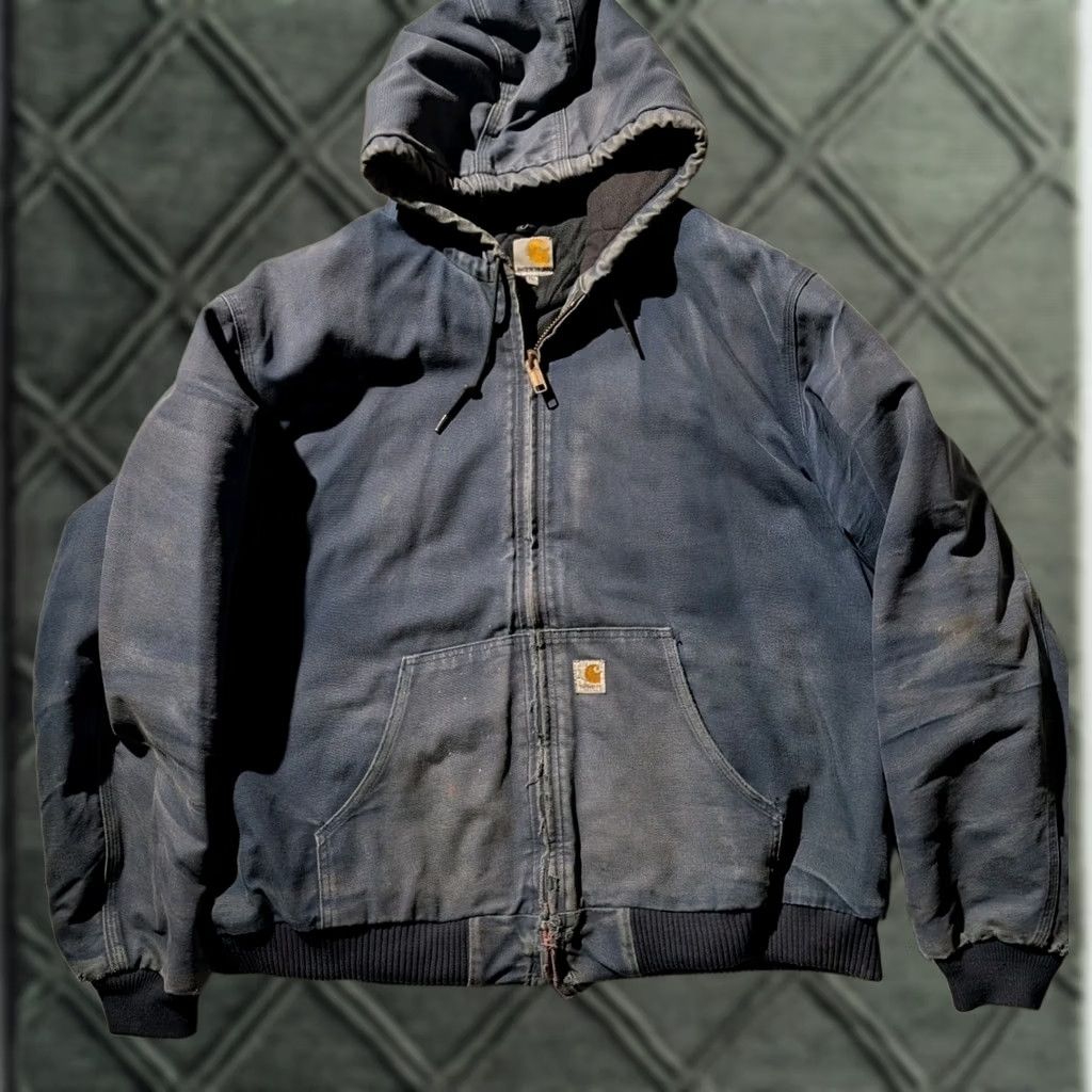 Carhartt VINTAGE Carhartt Hooded Jacket J140 DNY Blue Canvas Adult 2XL XXL Tall Workwear Mens Size US XXL / EU 58 / 5 - 1 Thumbnail