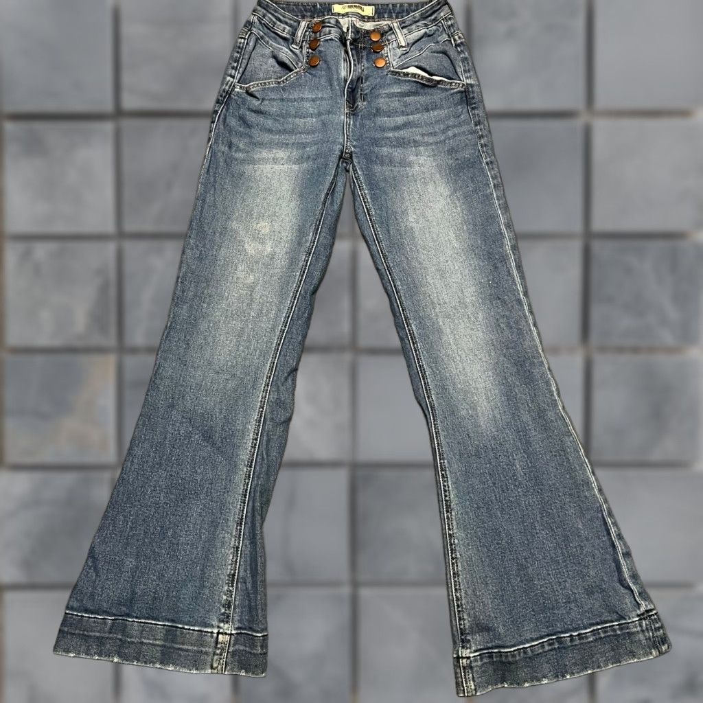 Vintage Rock & Roll Cowgirl Jeans Womens 27 x 32 Blue Mid Rise Flare Western Riding Chore Mens? Womens Size 27" / US 4 / IT 40 - 1 Thumbnail
