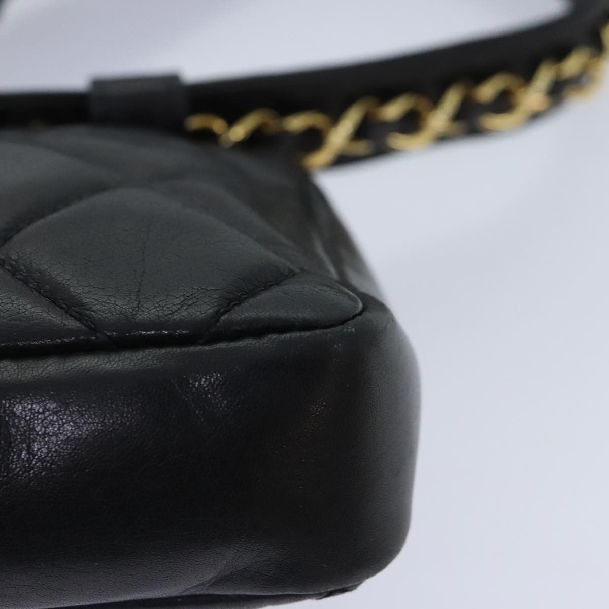 Chanel CHANEL Matelasse Waist Bag Lamb Skin Black Gold CC Size ONE SIZE - 9 Thumbnail