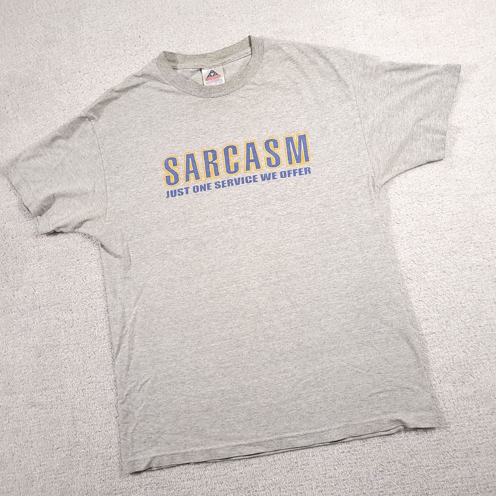 Vintage VINTAGE AllStyle Sarcasm Shirt Mens Large Gray Short Sleeve FLAWS Graphic Tee 90s Mens Size US L / EU 52-54 / 3 - 2 Thumbnail