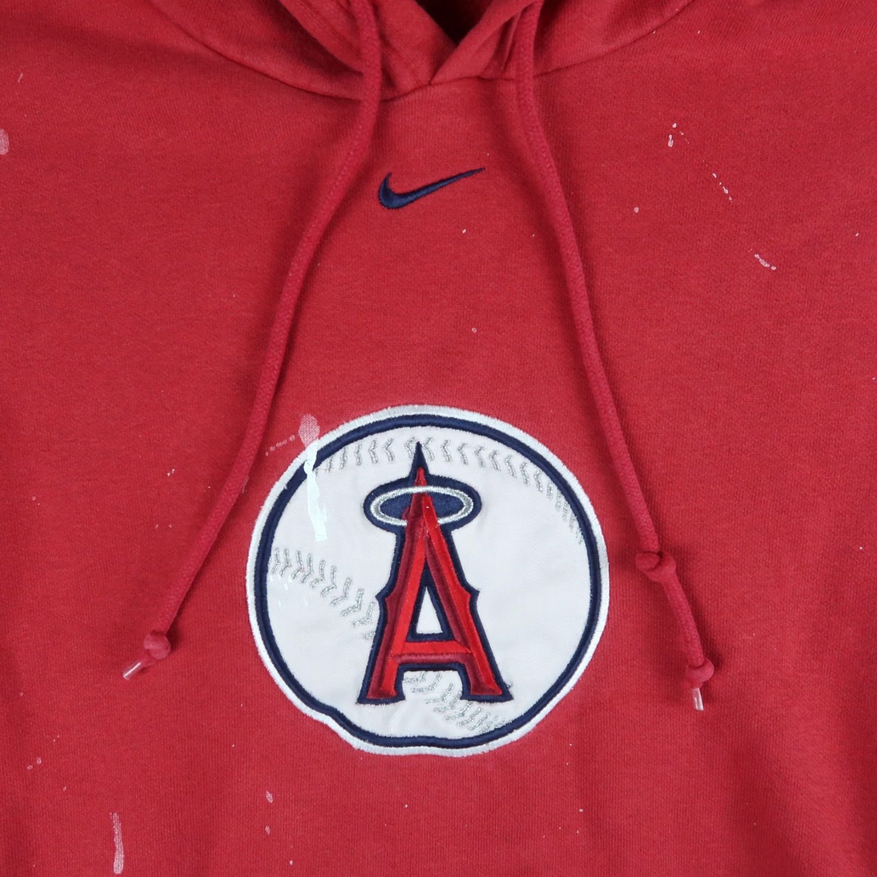 Nike VINTAGE Nike Center Swoosh Hoodie Anaheim Angels Red Size XL Sweatshirt Size US XL / EU 56 / 4 - 3 Thumbnail