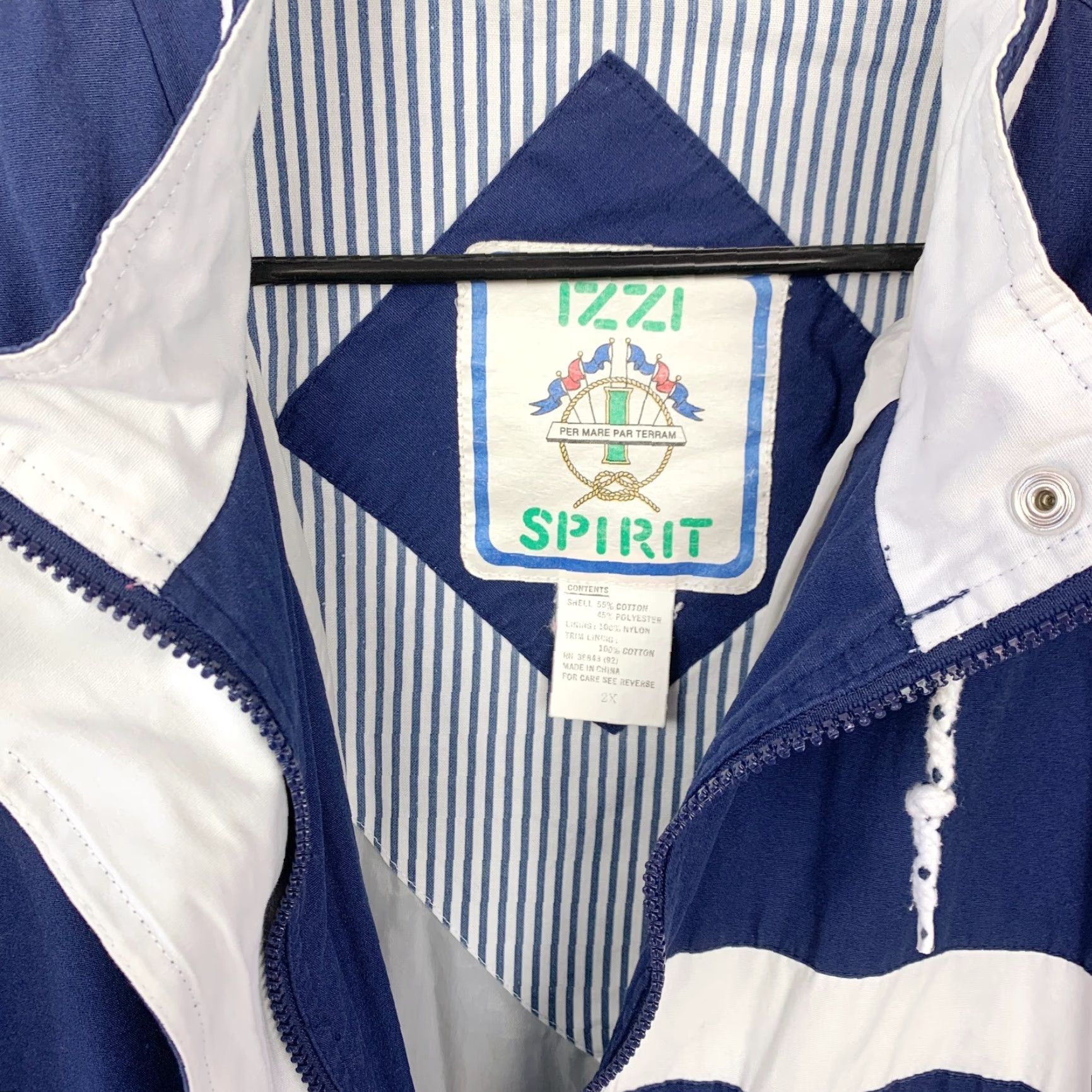 Nautica VINTAGE Izzi Spirit Nautical Sailing Blue White Full Zip Jacket Womens 2XL Size XXL / US 16-18 / IT 52-54 - 4 Thumbnail