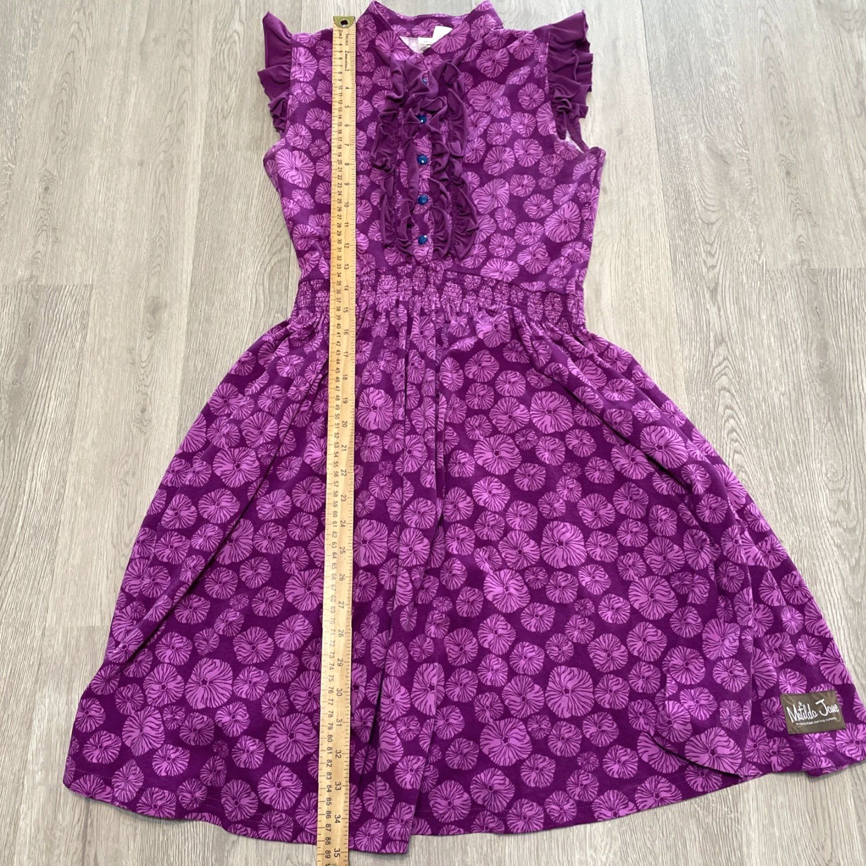 Vintage VINTAGE Matilda Jane Floral Dress Womens Small Sleeveless Jersey Fit & Flare Purple Casual Size S / US 4 / IT 40 - 7 Thumbnail