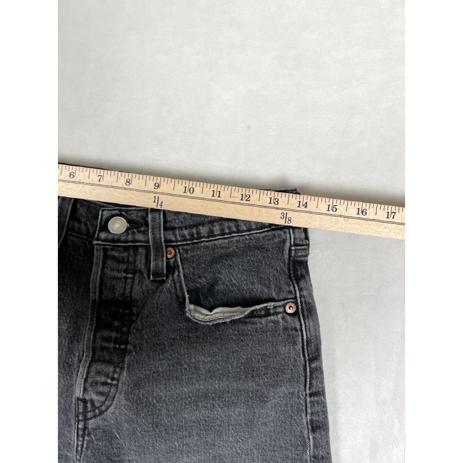 Levi's Levi's 501 Skinny Jeans Womens 27x28 Gray High Rise Raw Hem Stretch Denim Size 27" / US 4 / IT 40 - 5 Thumbnail