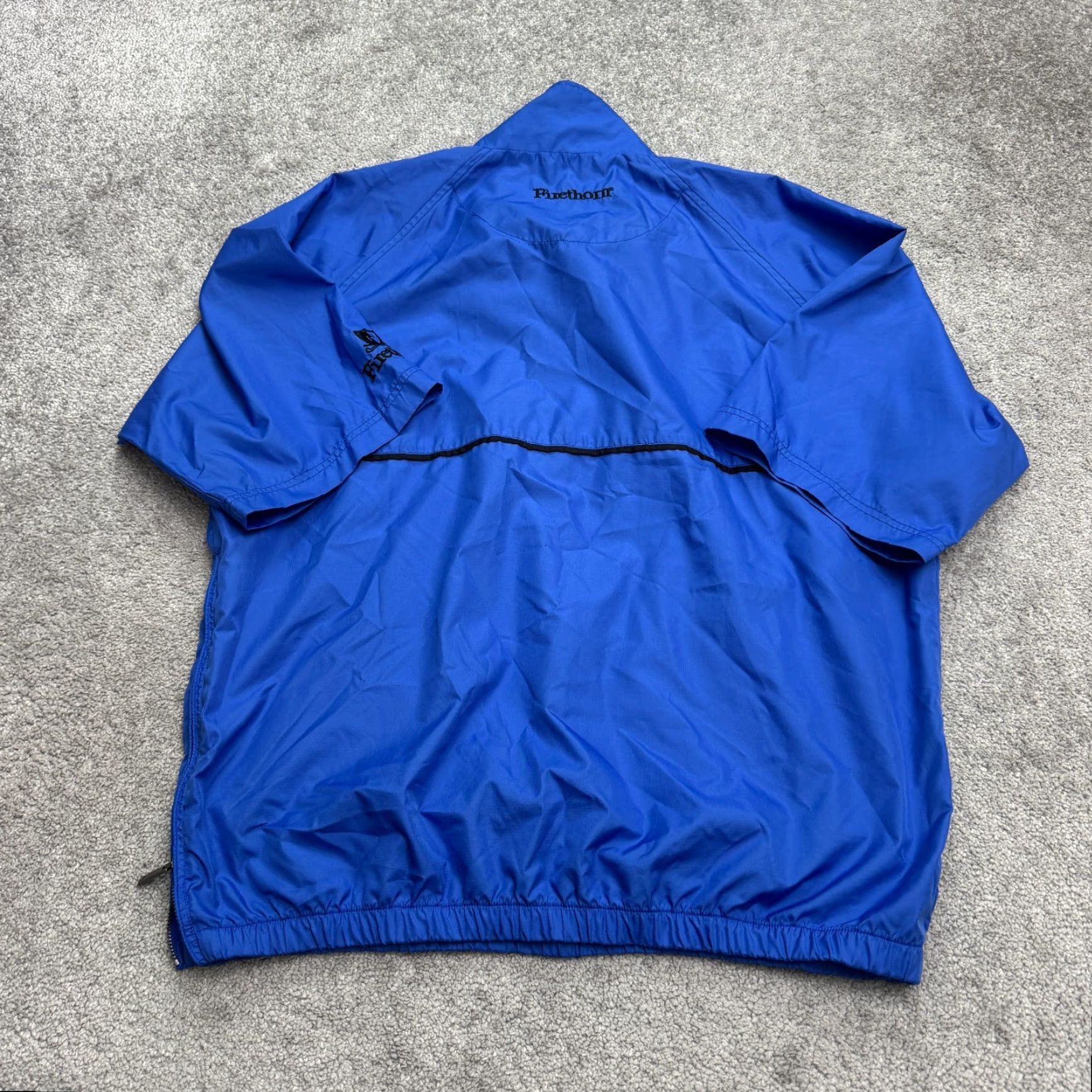 Vintage Firethorn Windbreaker Jacket Mens Medium Blue Short Sleeve 1/4 Snap Casual Golf Breathable Pockets Logo Size US 31 - 3 Thumbnail