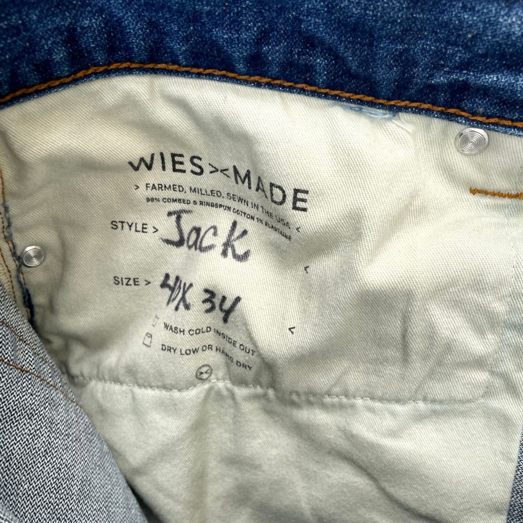 Denime Wies Made Jeans Mens 34x34 Blue Jack Style Straight Leg USA Made Denim Premium Jeans Size US 34 / EU 50 - 4 Thumbnail