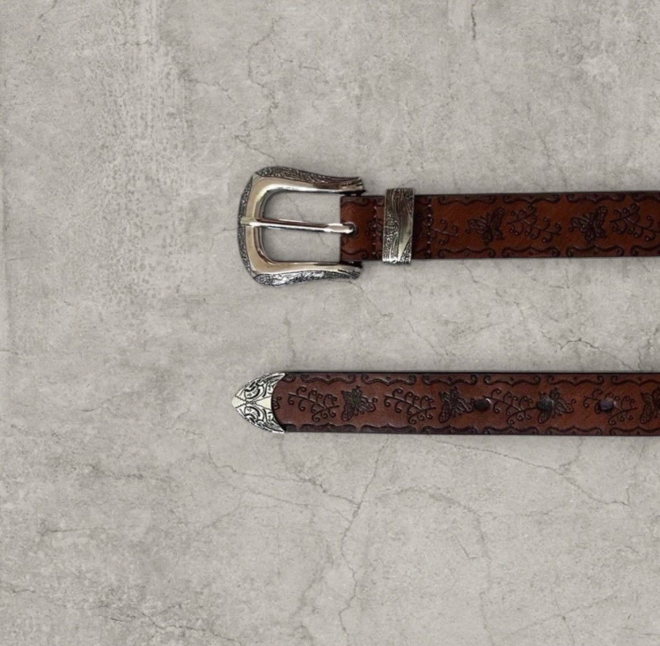 Japanese Brand Vintage style Western belt in brown print, silver. One size Size ONE SIZE - 2 Thumbnail