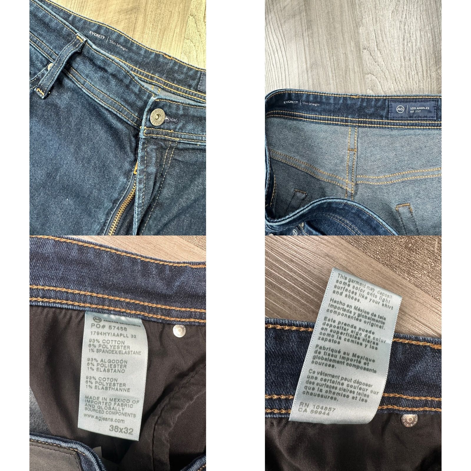 Vintage AG Adriano Goldschmied Everett Slim Straight Jeans Men 38x32 Blue Size US 38 / EU 54 - 8 Thumbnail