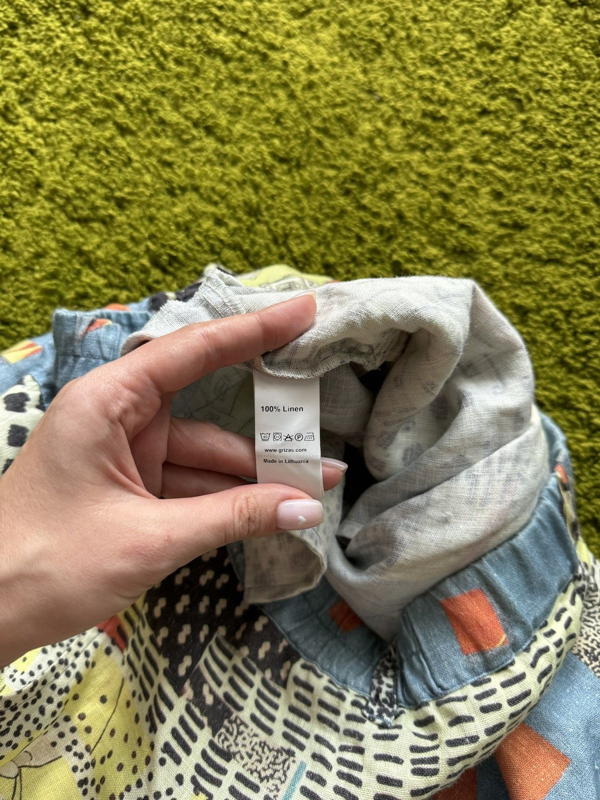 Designer Grizas avant garde 100% linen graphic culottes capri pants Size 36" / US 14 / IT 50 - 9 Thumbnail
