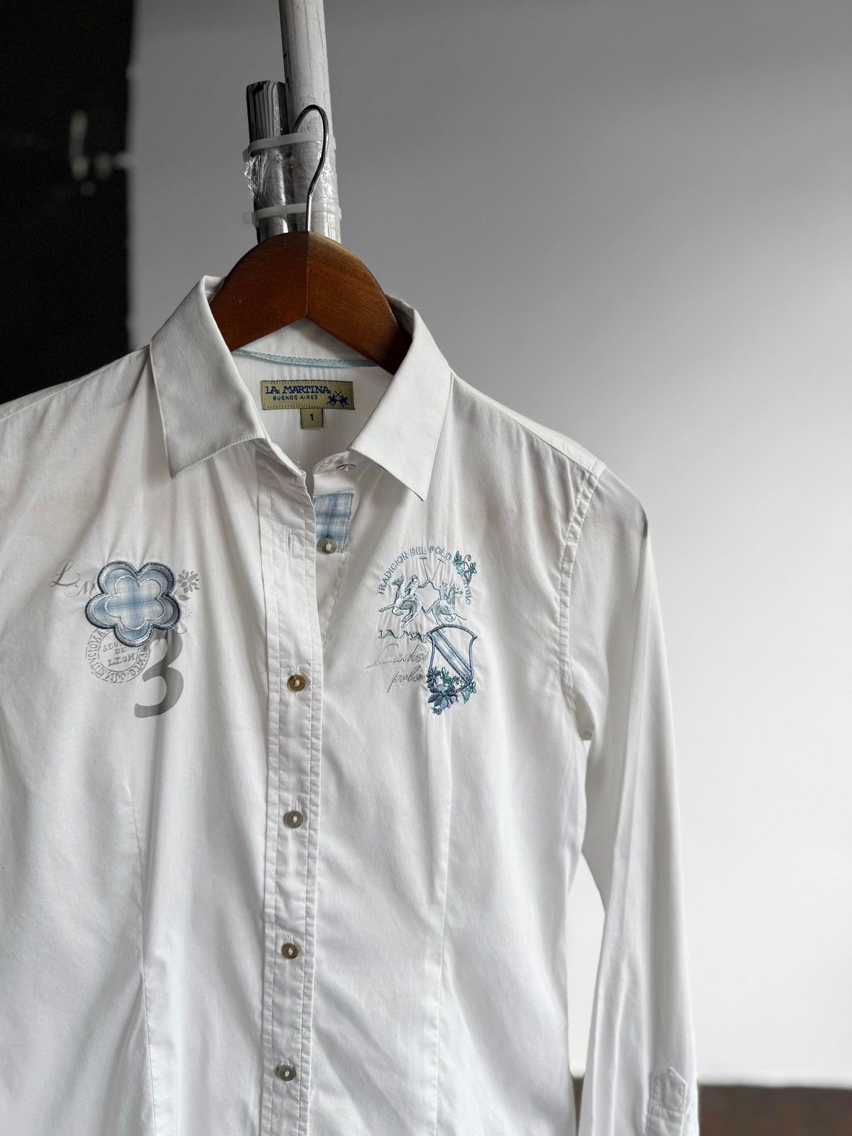 La Martina La Martina Womens White Long Sleeve Button Up Shirt Blouse Size S / US 4 / IT 40 - 2 Thumbnail