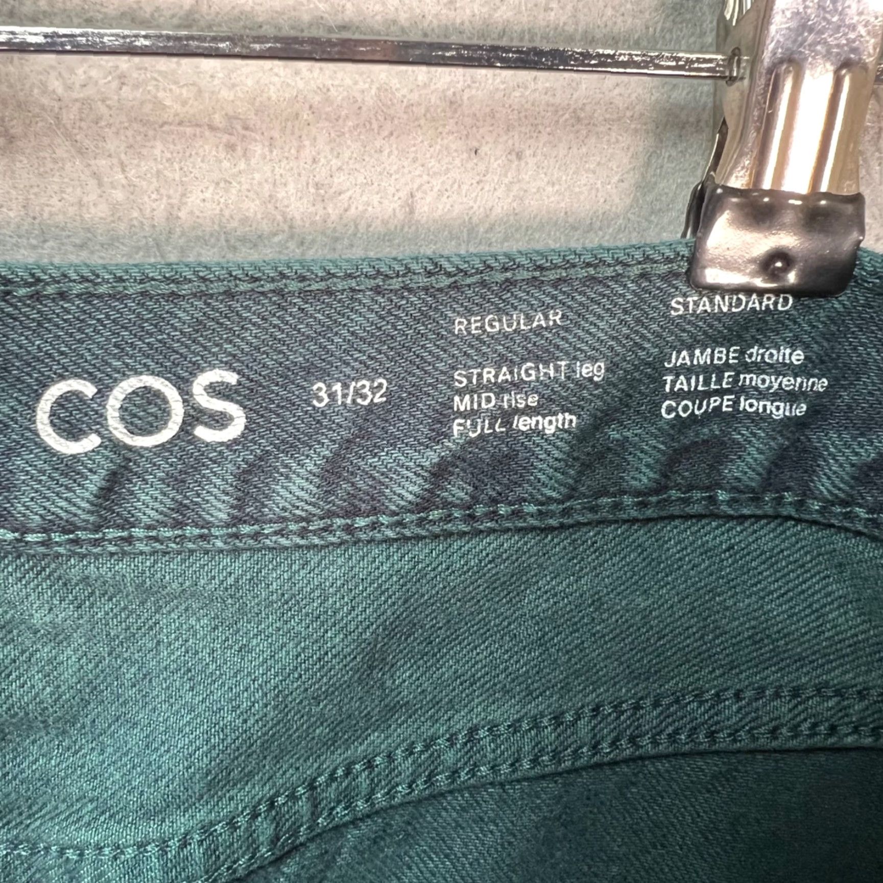 Cos COS Jeans 31x32 Denim Straight Leg 100% Cotton Dark Teal Blue Mens Regular 5-Pocket Button Closure Vintage? No Size US 31 - 3 Thumbnail
