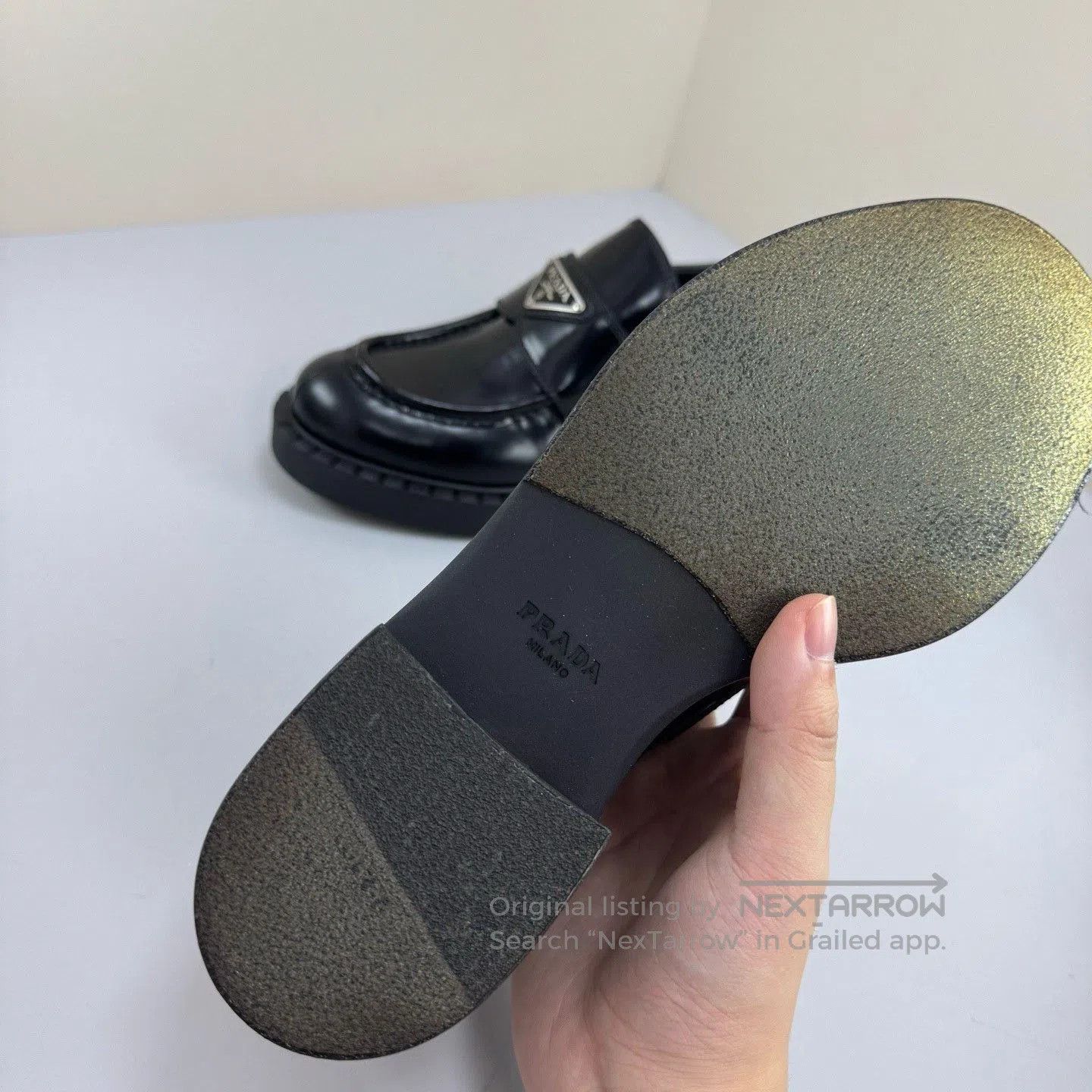 Prada Prada Black Triangle Logo Loafers. Size US 6 / IT 36 - 6 Thumbnail