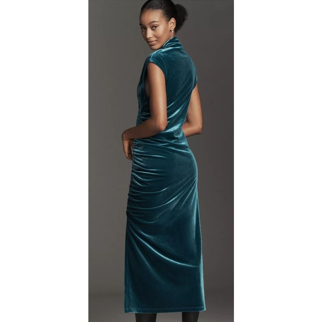 NWOT Robbie Bee Emerald Velvet Cowl Maxi Dress L