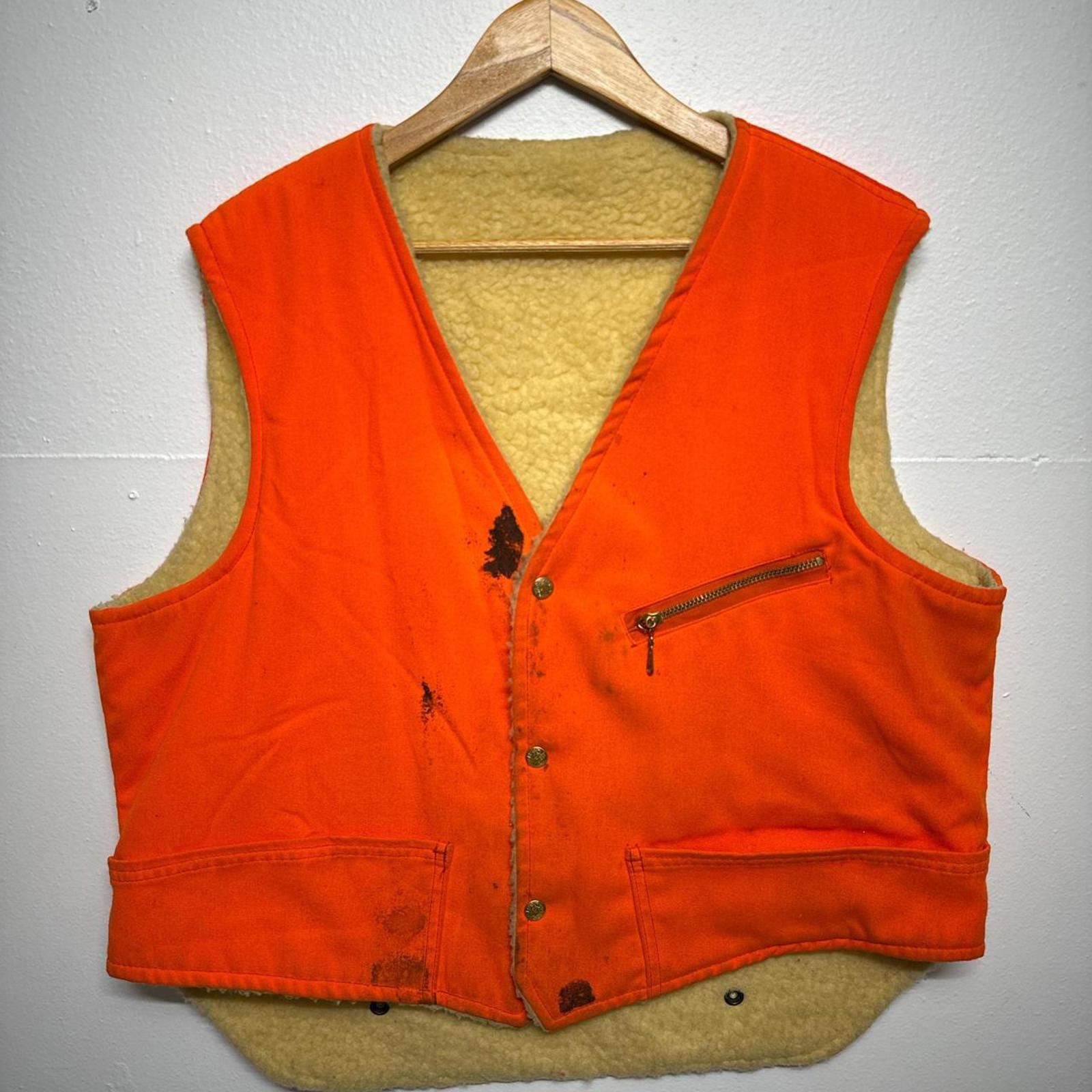 Other Fleece lined 1960s orange vintage hunting vest, talon zip XL Size US XL / EU 56 / 4 - 1 Thumbnail