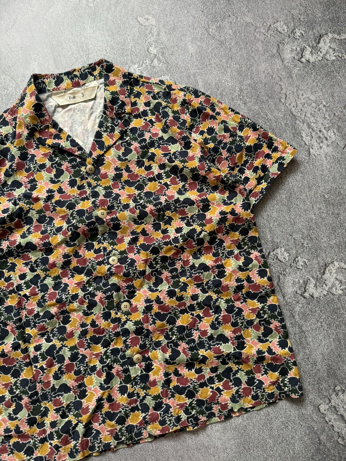 Designer × Folk Folk 3 all printed leaves🍁 flowers shirt button short sleeve Size US L / EU 52-54 / 3 - 6 Thumbnail