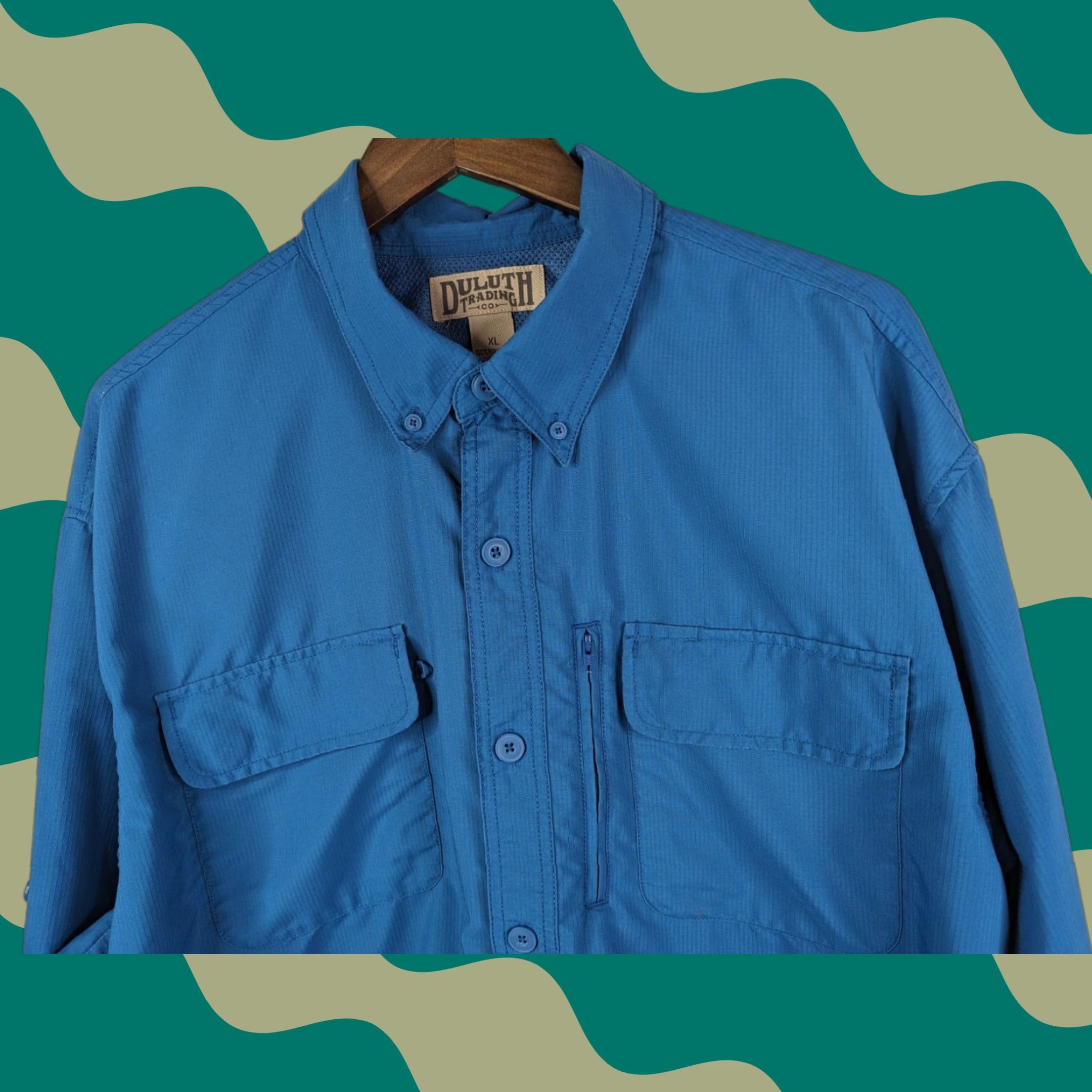 Duluth Trading Company Duluth Trading Mens Size XL Button-Up Shirt Coolplus Long Sleeve Vented Blue 81006 Size US XL / EU 56 / 4 - 1 Thumbnail