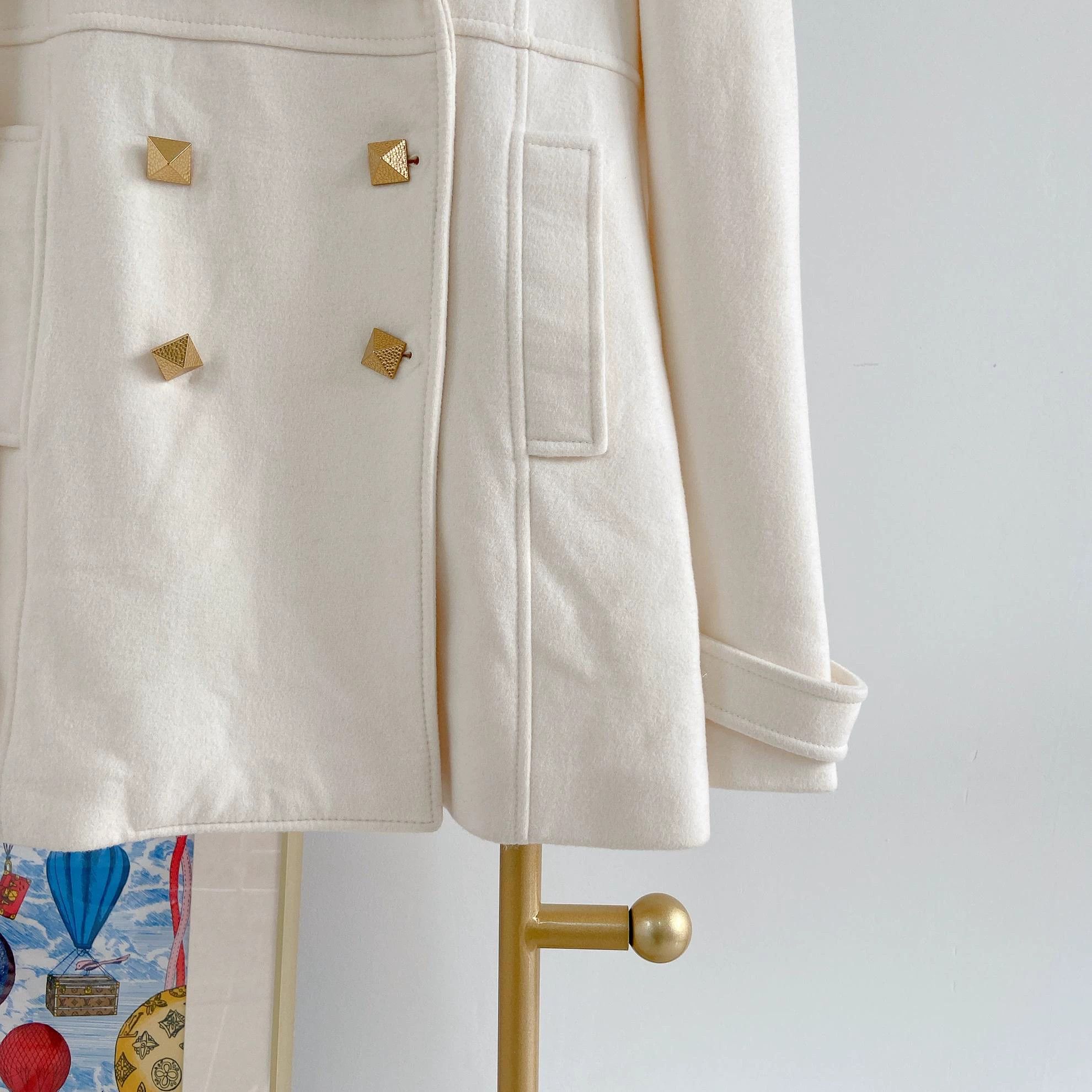 Valentino Valentino White Wool Jacket 46 Size L / US 10 / IT 46 - 4 Thumbnail