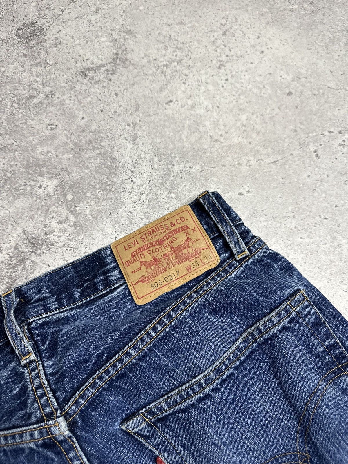 Levi's Levi’s 505 0217 Big E Denim Blue Distressed Selvedge Pants Size US 33 - 8 Thumbnail