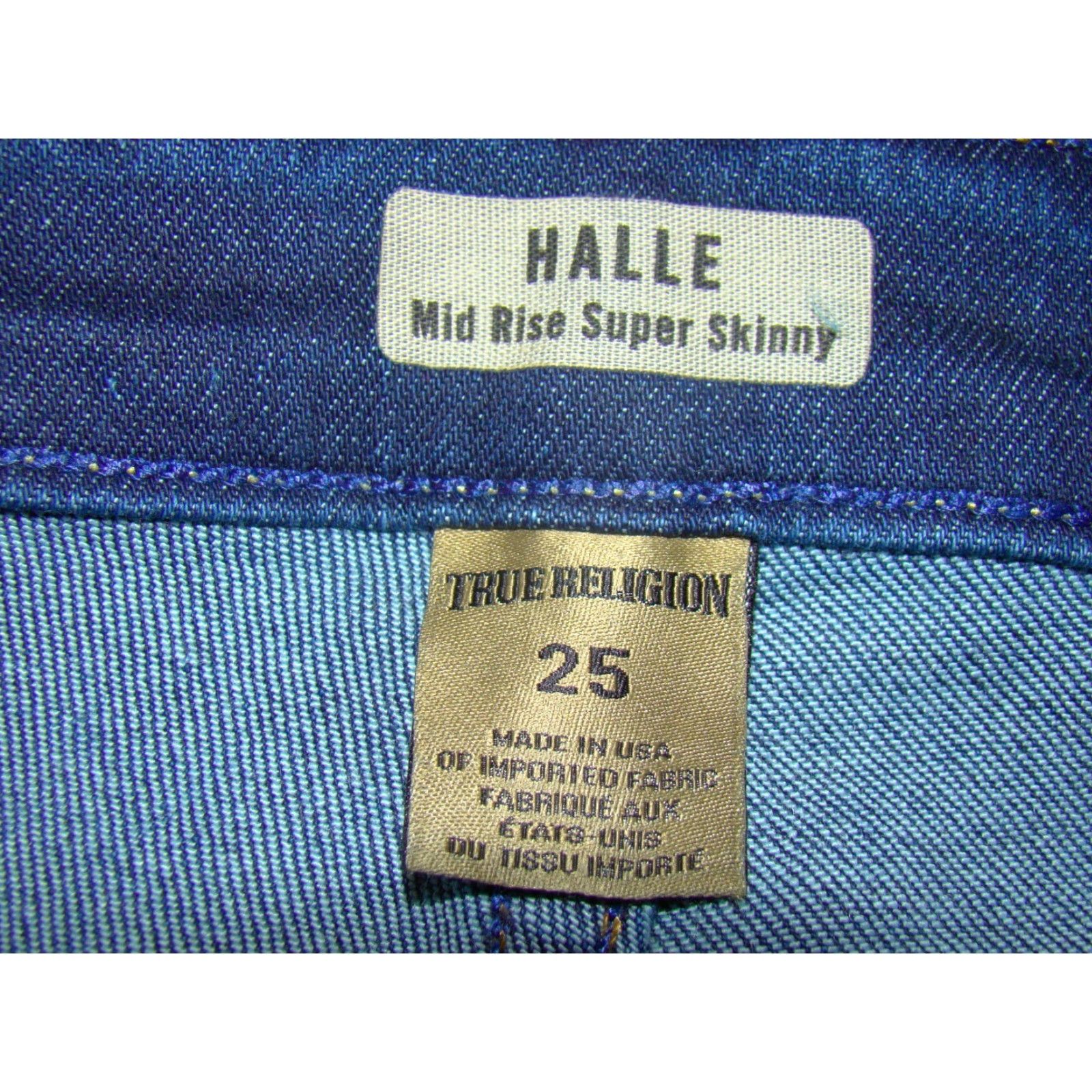 True Religion NWT True Religion Womens Jeans Halle Mid-Rise Super-Skinny 25 Blue Denim Cotton Blend Womens Christmas Gift Mens? Size 42" / US 20 - 7 Thumbnail