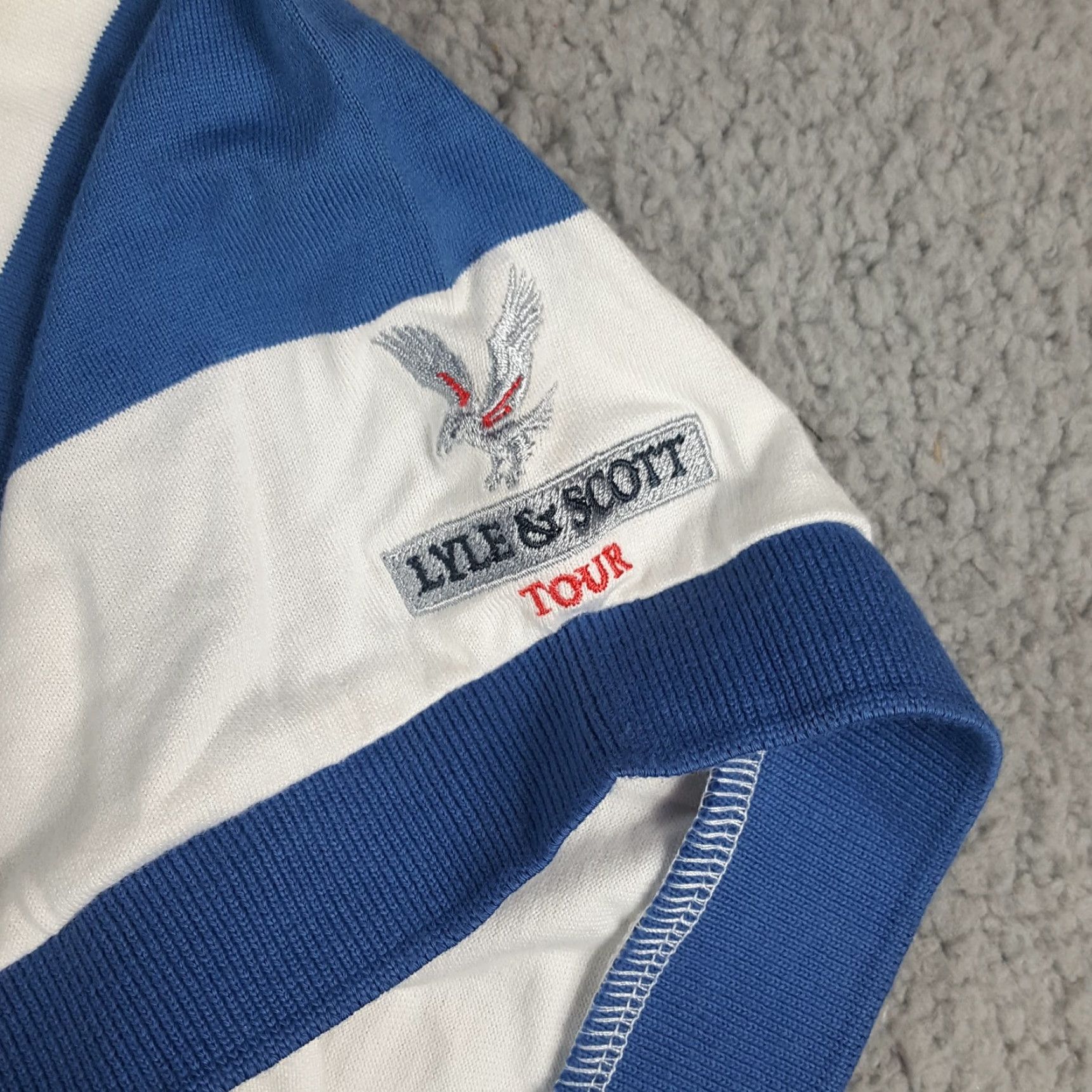 Lyle & Scott VINTAGE Y2K PREPPY BLUE STRIPED SKATE POLO Men's M Shirt Size US M / EU 48-50 / 2 - 4 Thumbnail