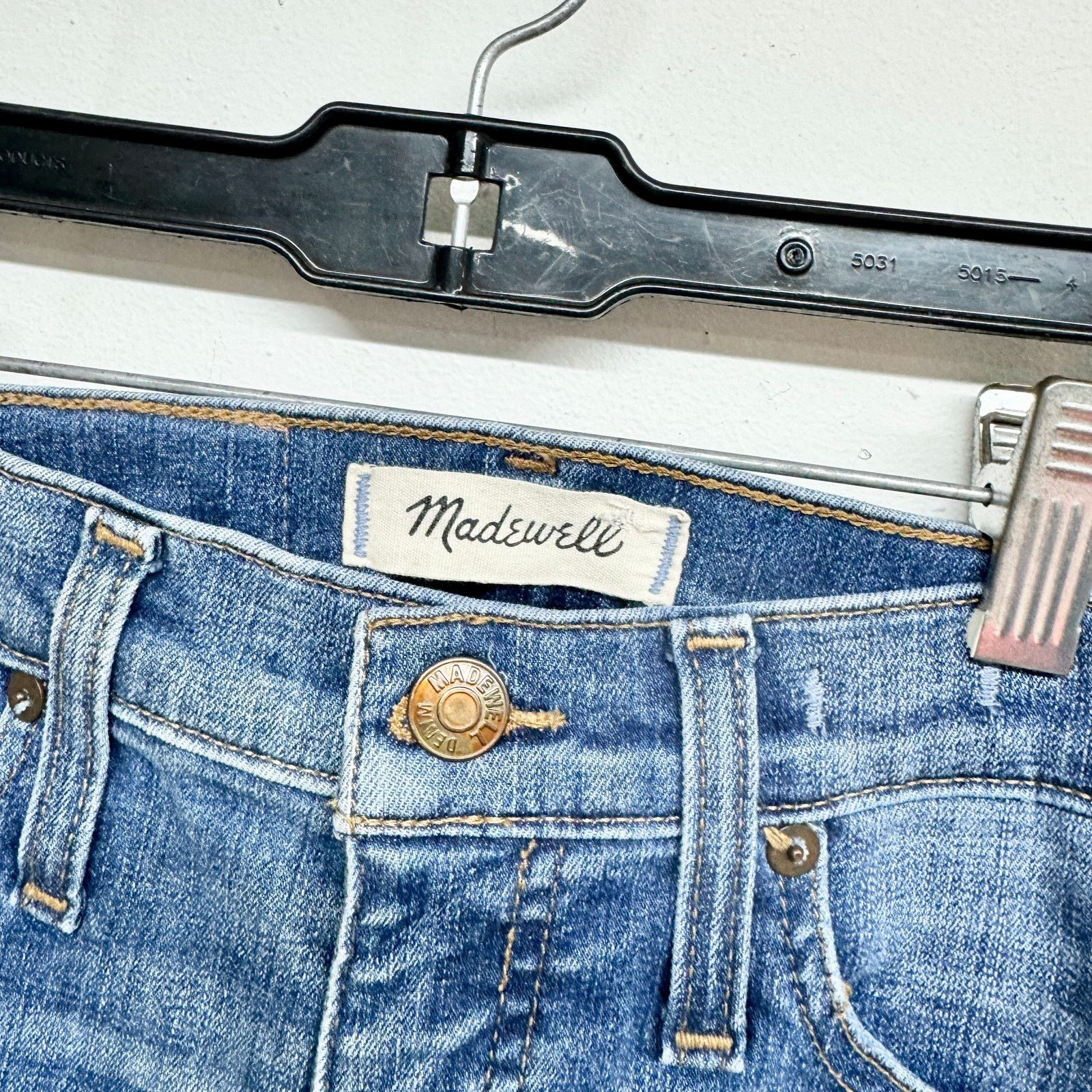 Madewell Madewell 10" High Rise Raw Hem Distressed Skinny Jeans 23 Size 23" - 2 Thumbnail