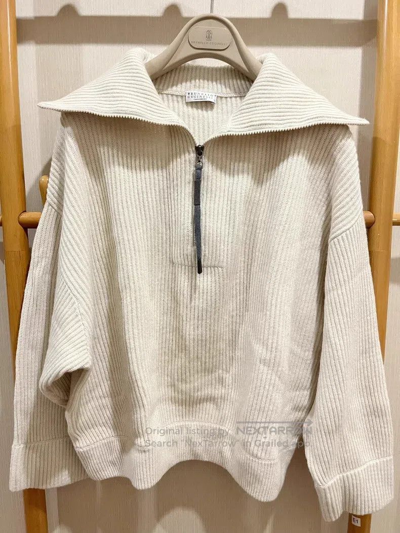 Brunello Cucinelli Brunello Cucinelli Cashmere Beaded Collar Knit Sweater Top Size XS / US 0-2 / IT 36-38 - 2 Thumbnail