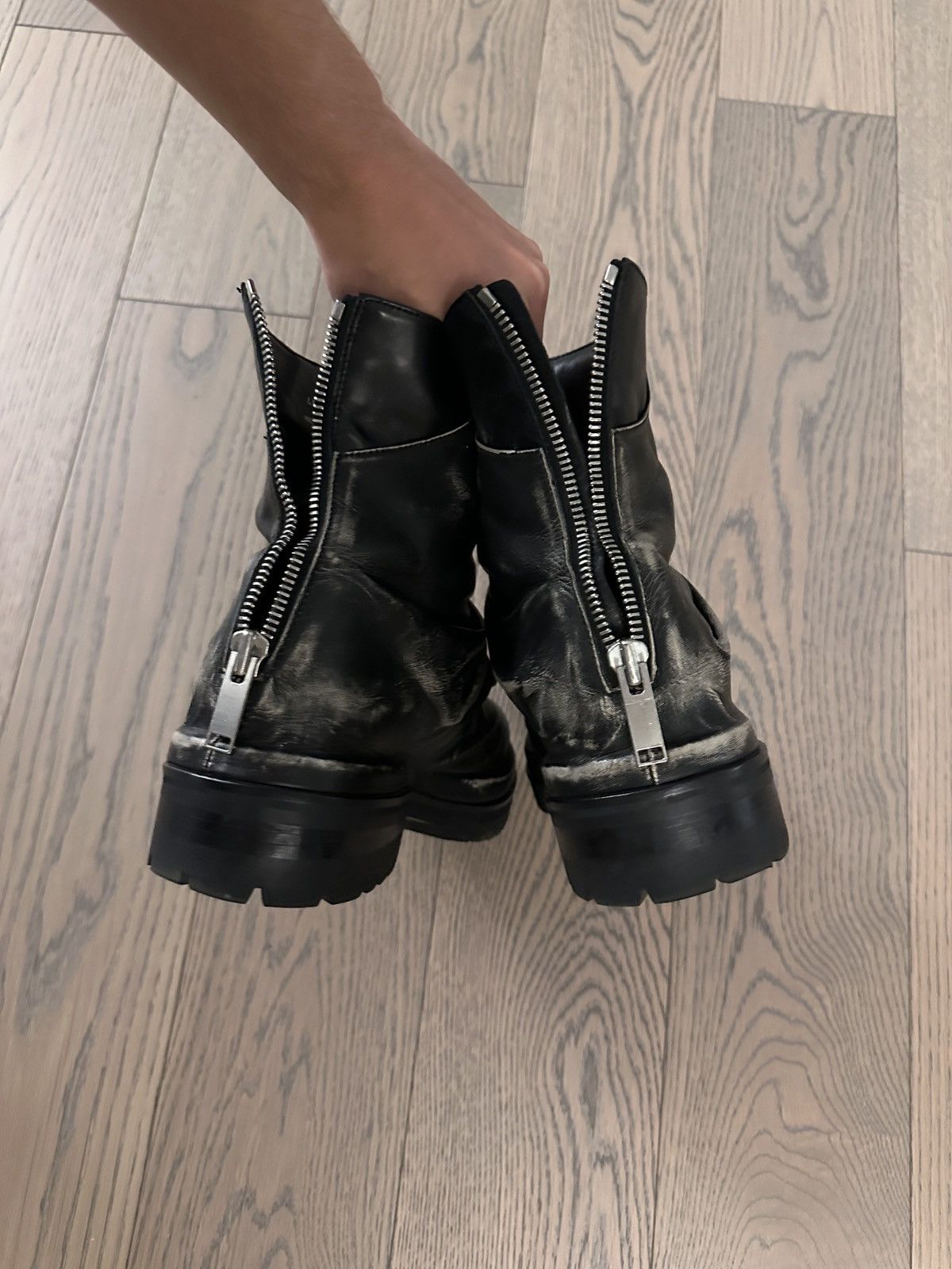 424 424 Marathon Distressed Black Leather Boots size 12 Size US 12 / EU 45 - 5 Thumbnail
