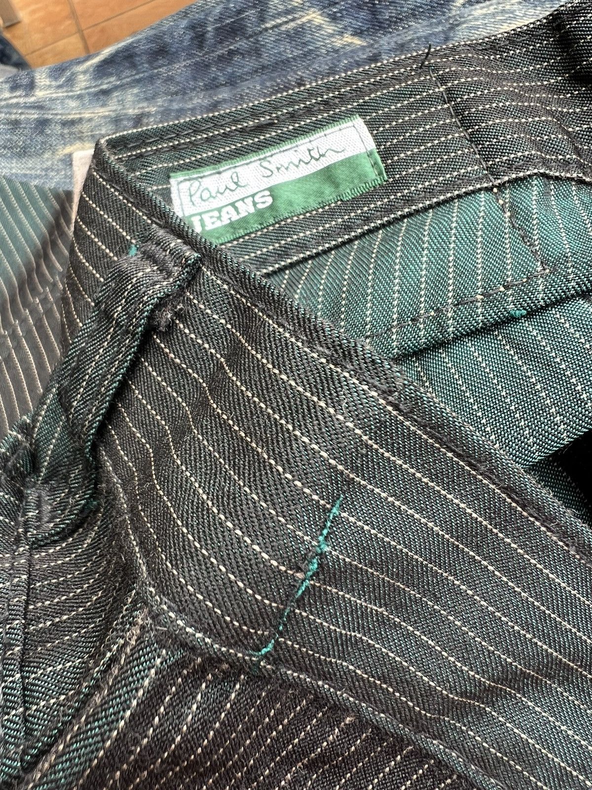Vintage Paul Smith Jeans Shiny Dark Green Striped Pant Size US 28 / EU 44 - 20 Thumbnail