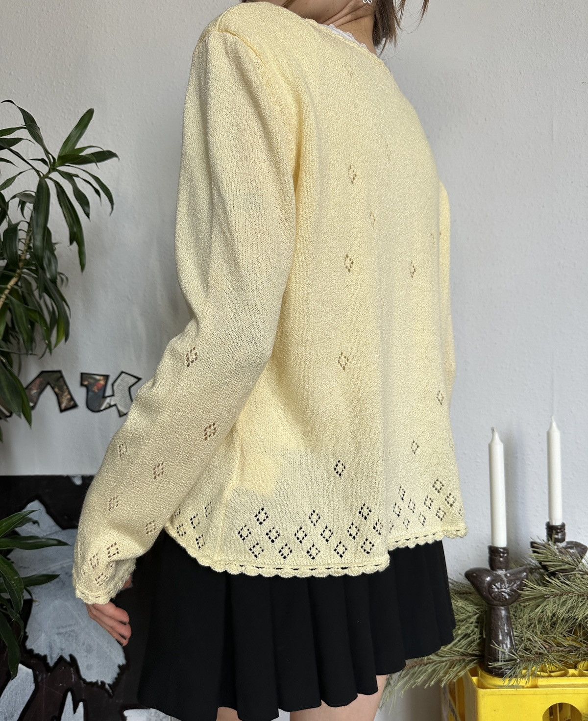 Vintage Grandma Cute Floral Embroided Cardigan Vintage Size XL / US 12-14 / IT 48-50 - 5 Thumbnail