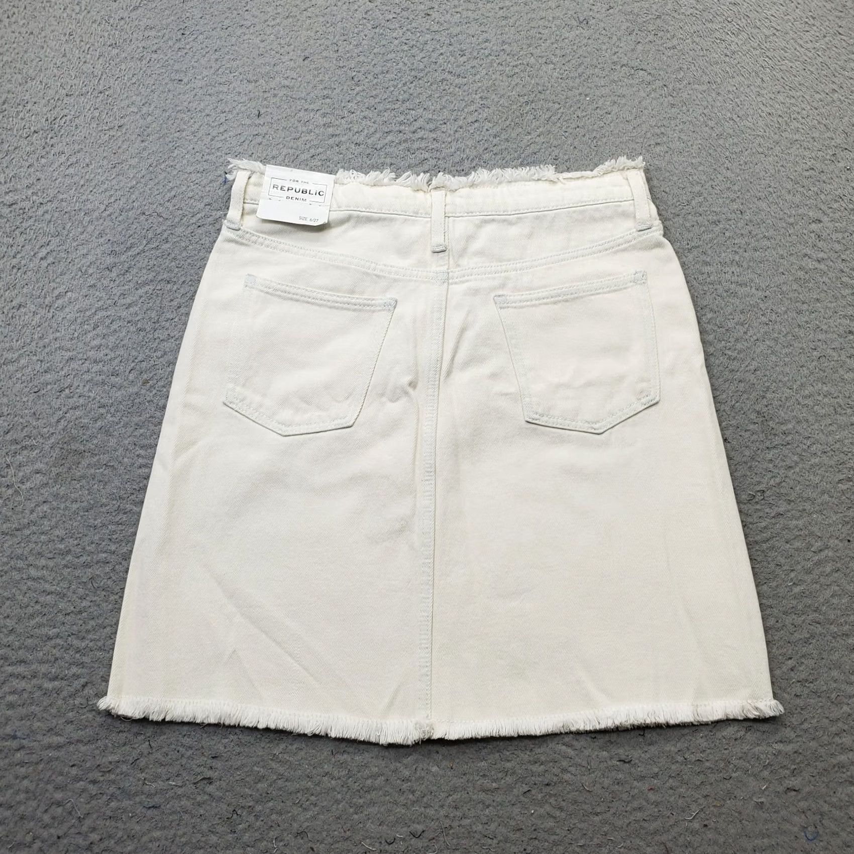 New Republic Republic Jean Skirt Womens 6 White Denim Stretch Raw Hem High Waist Size 28" / US 6 / IT 42 - 2 Thumbnail
