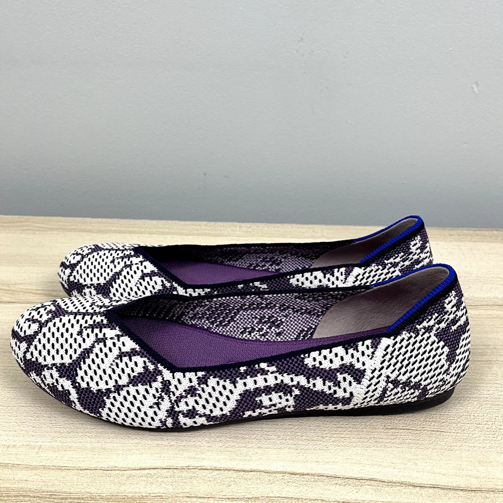 Vintage ROTHYS Ballet Flat Women 8.5 Wisteria Purple White Round Toe Slip On Career Casual Workwear Size US 5 / IT 35 - 6 Thumbnail