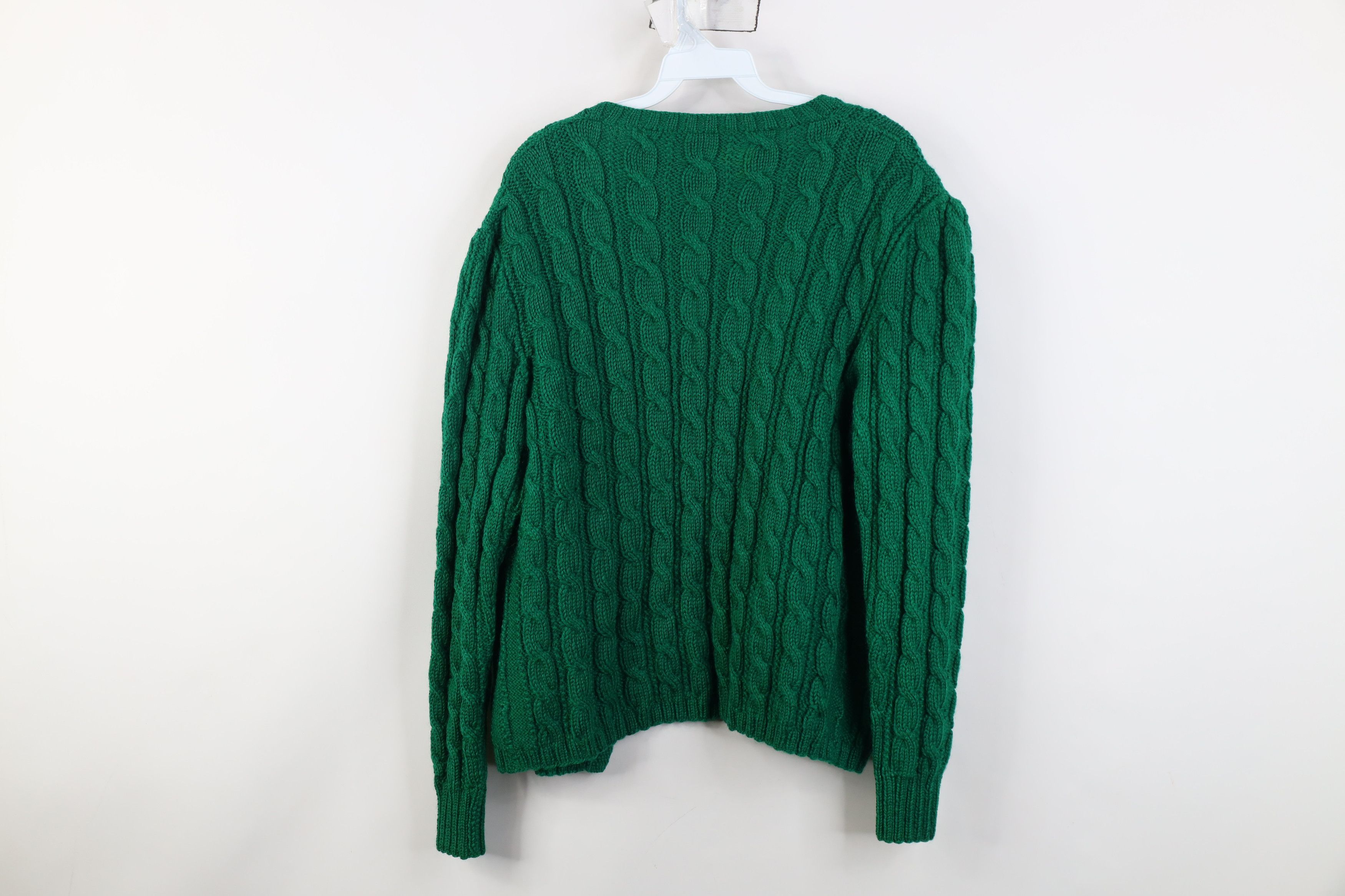 Vintage Vintage 60s Cable Knit Fisherman Open Cardigan Sweater Green Size M / US 6-8 / IT 42-44 - 8 Thumbnail