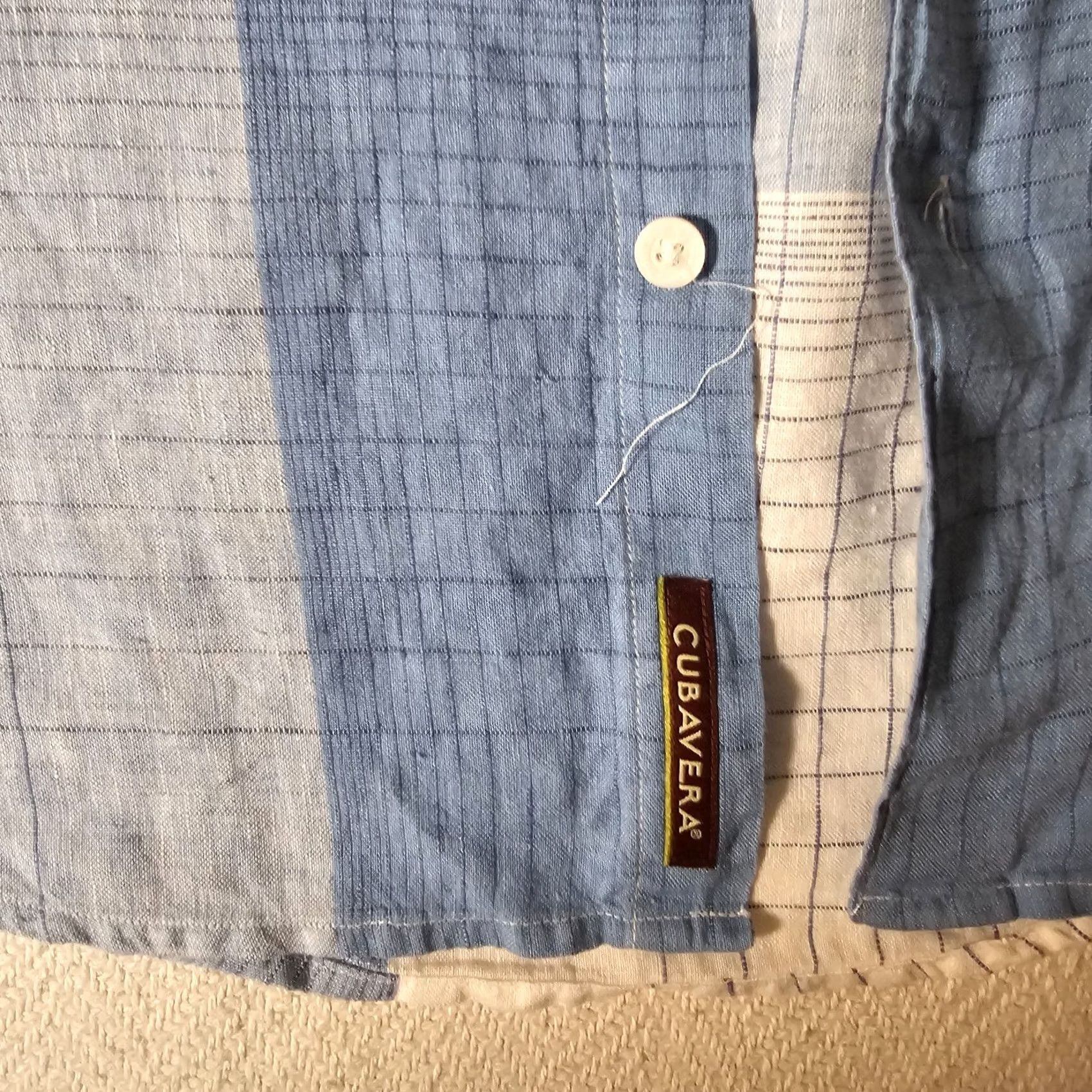Cubavera Cubavera Shirt Mens L Blue Linen Checkered Button Short Sleeve Beach Size US L / EU 52-54 / 3 - 5 Thumbnail