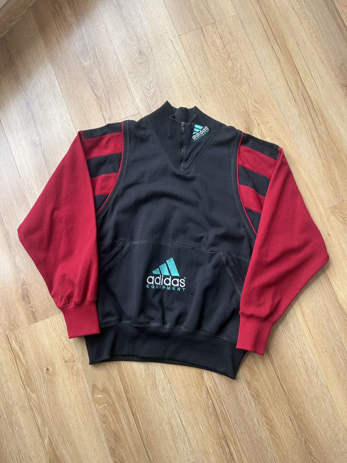 Adidas Vintage Adidas Equipment 1/4 Sweatshirt Made in West Germany Size US M / EU 48-50 / 2 - 1 Thumbnail
