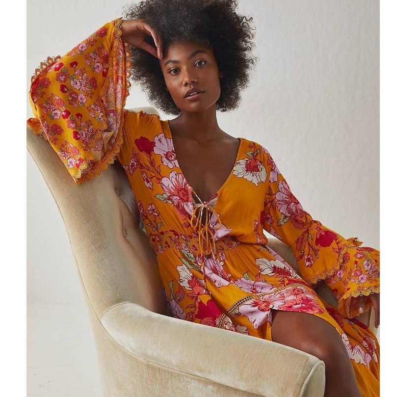 Free People New Free People INTIMATELY Penny Printed Maxi Bodysuit $228 Size S / US 4 / IT 40 - 1 Thumbnail