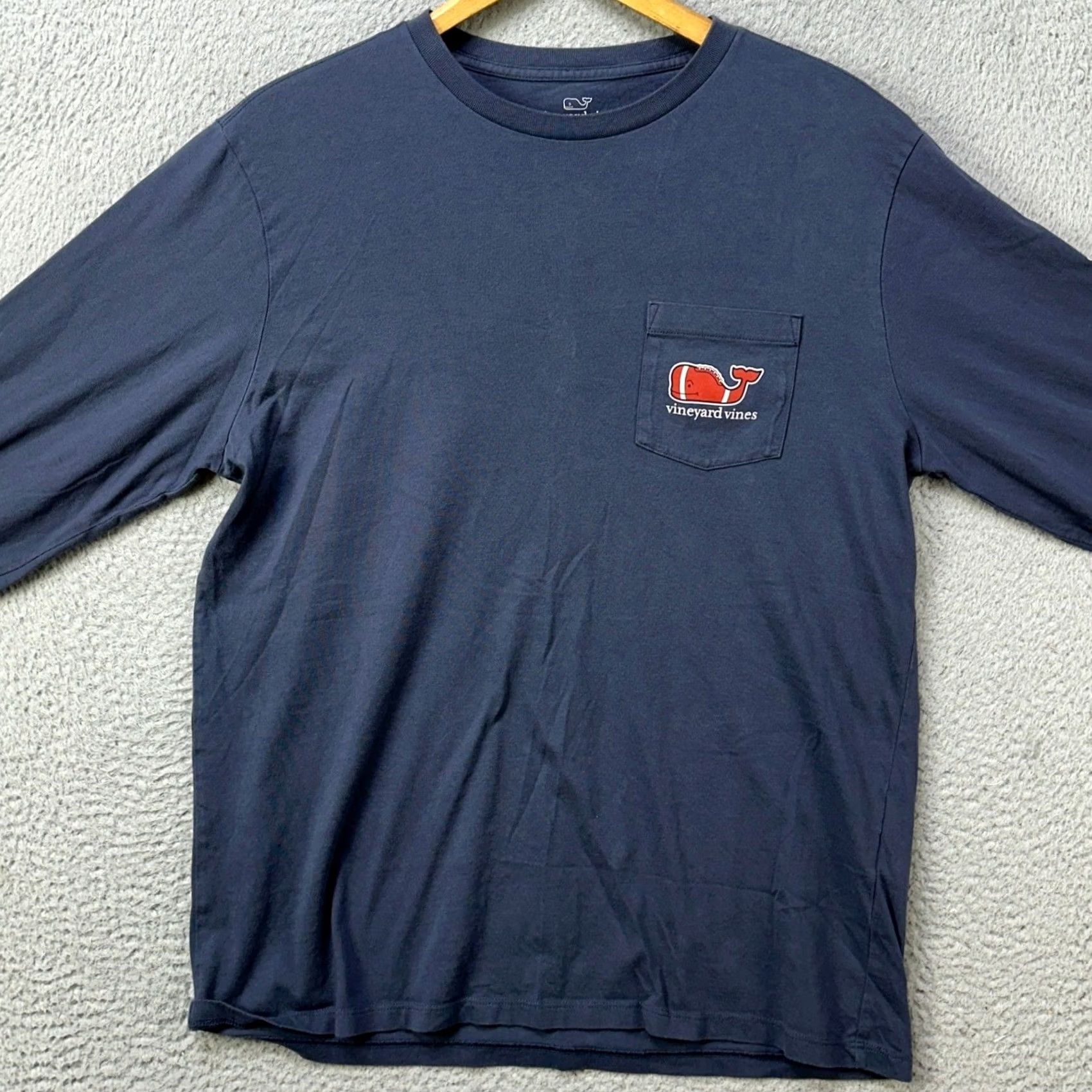 Vineyard Vines Vineyard Vines Mens T-Shirt Long Sleeve Blue Pocket Whale Logo Crew Neck Cotton Basic Tee Size US M / EU 48-50 / 2 - 3 Thumbnail
