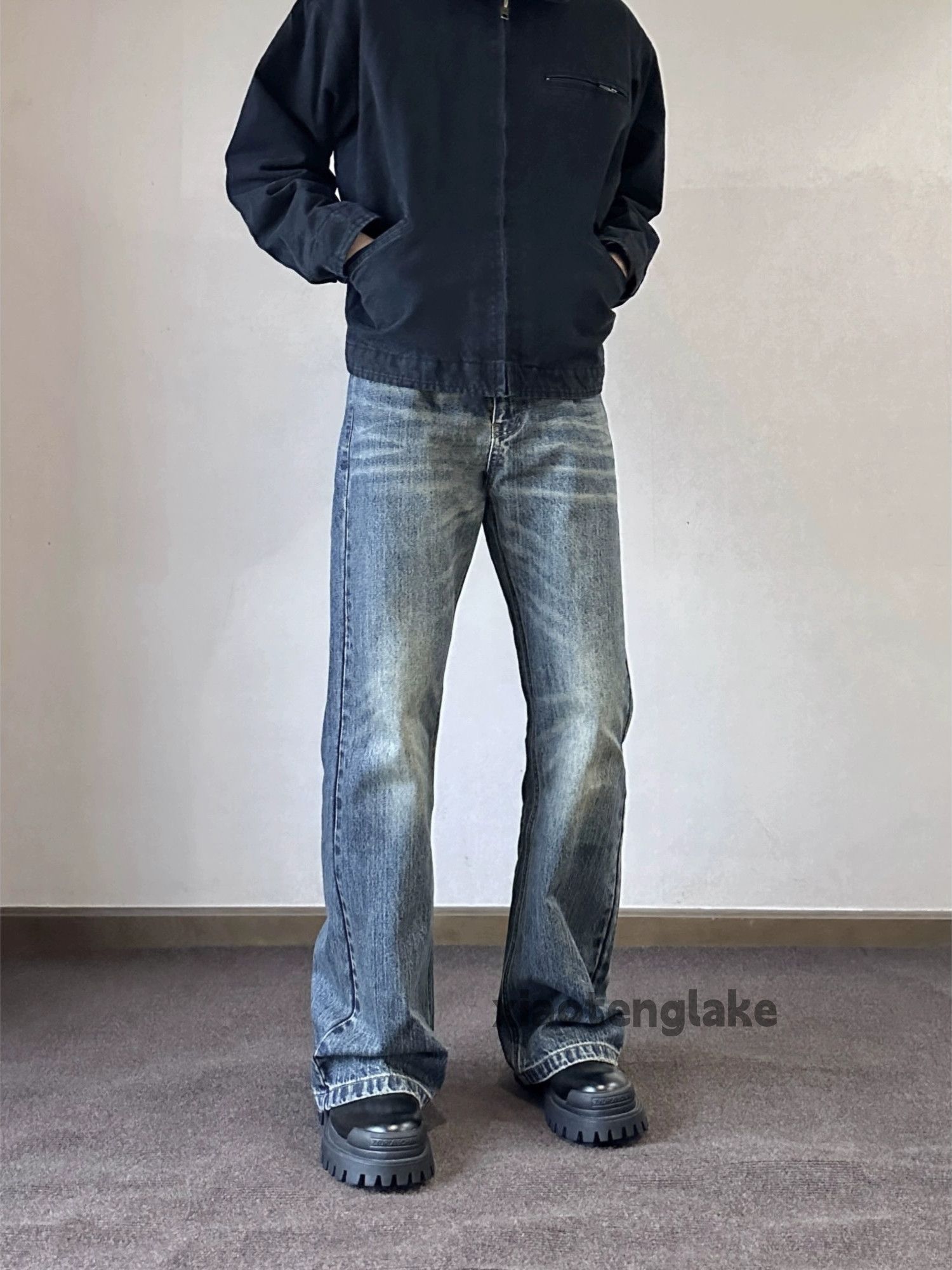 Jean × Vintage washed faded yuppie y2k cleanfit flared jeans Size US 32 / EU 48 - 4 Thumbnail