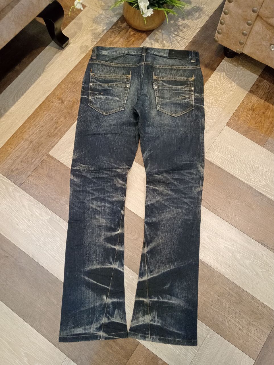 Tornado Mart TORNADO MART JAPAN BLUE DISTRESSED FLARED DENIM PANTS Size US 34 / EU 50 - 10 Thumbnail