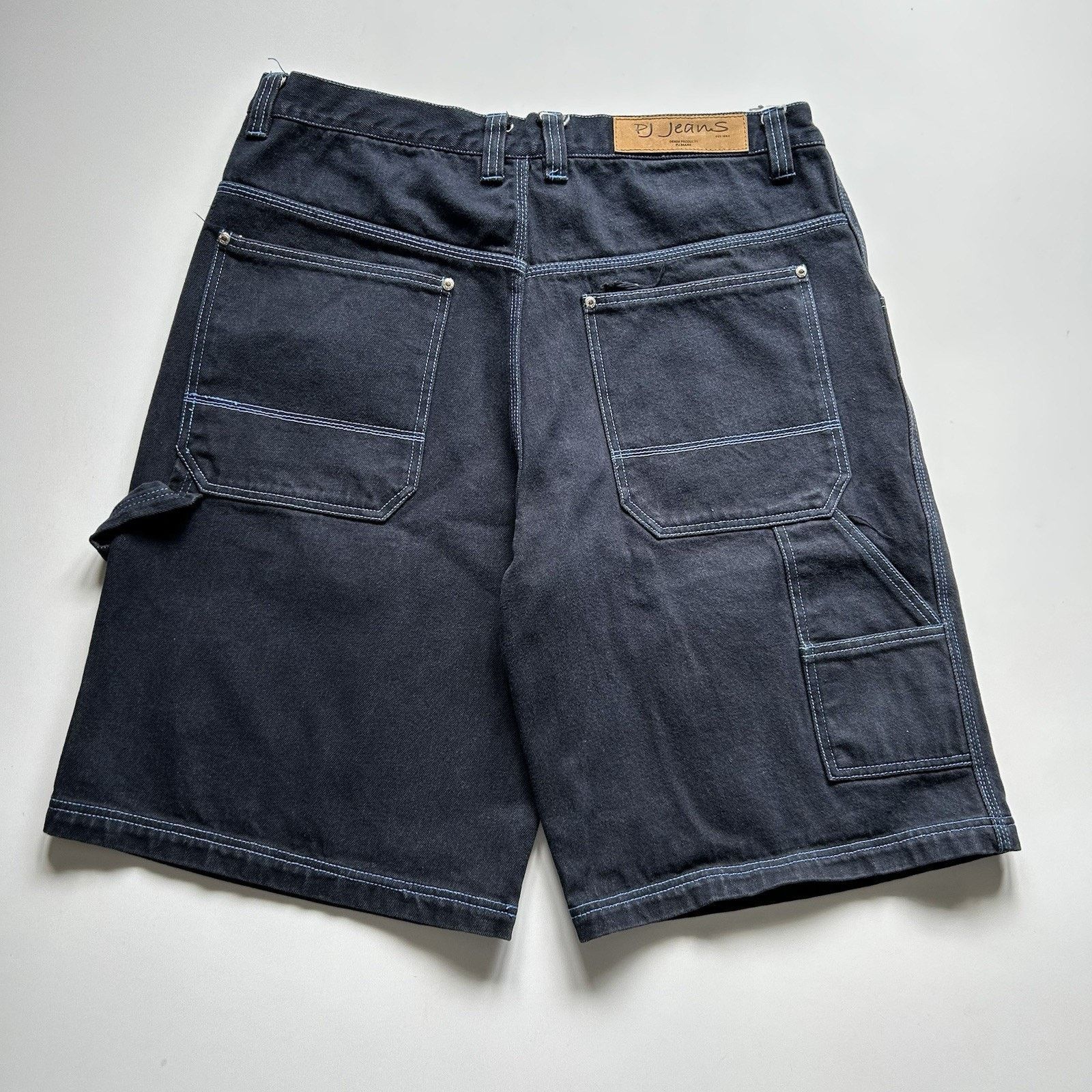 Vintage PJ Jeans Shorts Sz 38 Y2K Black Relaxed Denim Jorts